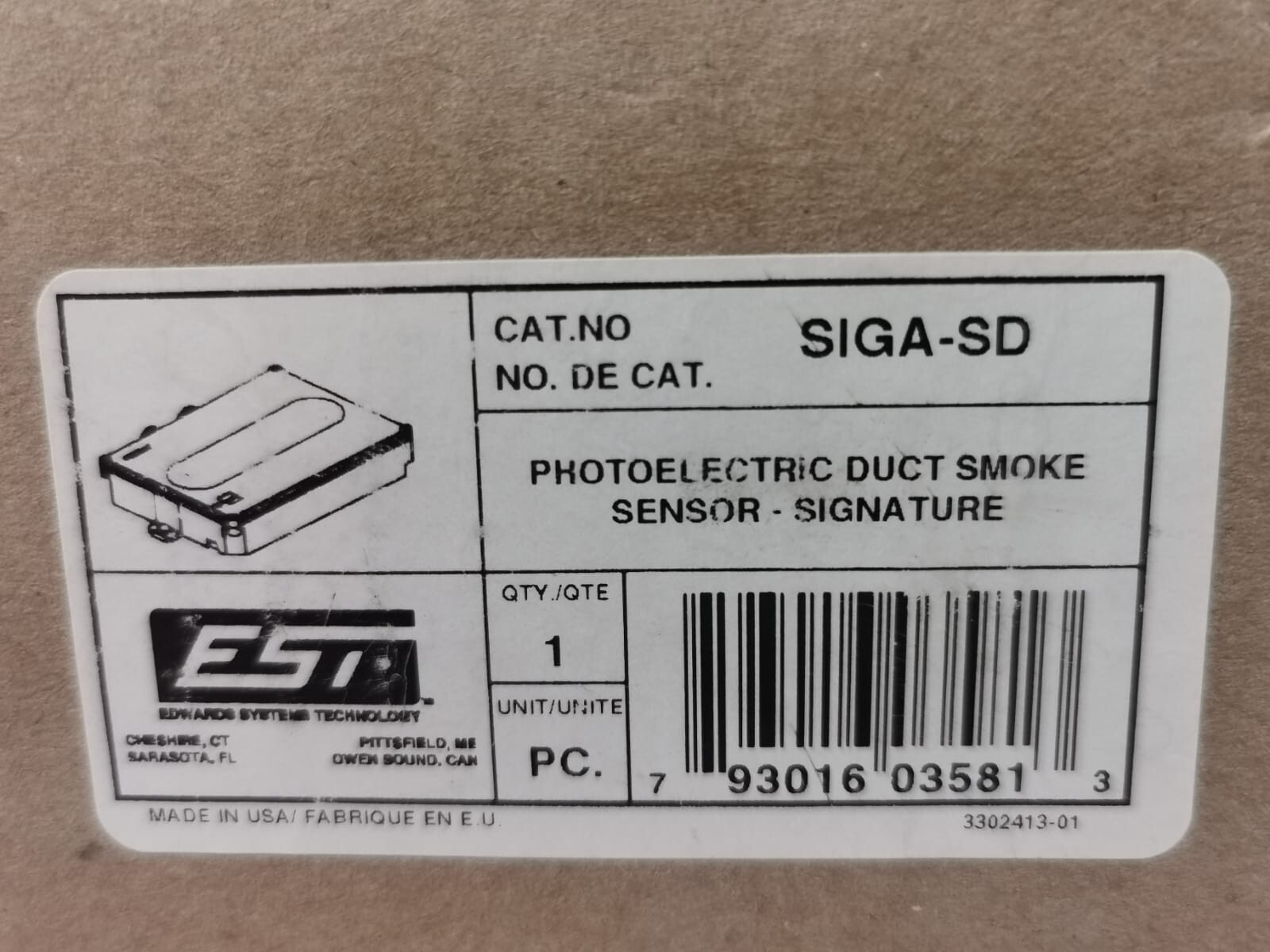 EDWARD SYSTEM TECHNOLOGY SIGA-SD EDWARD SYSTEM TECHNOLOGY SIGA-SD PHOTOELECTRIC DUCT SMOKE SENSOR-SIGNATURE 3