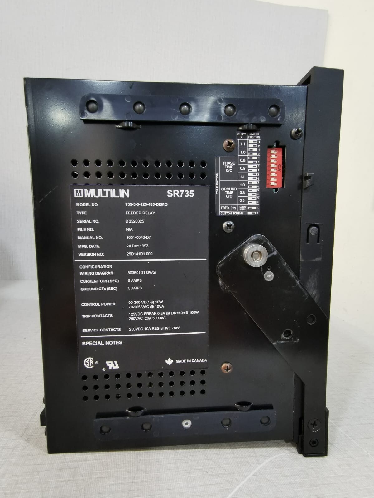 MULTILIN SR735 MULTILIN SR735 / 735-5-5-125-485-DEMO FEEDER RELAY VER. 25D141D1.000 5AMPS 9