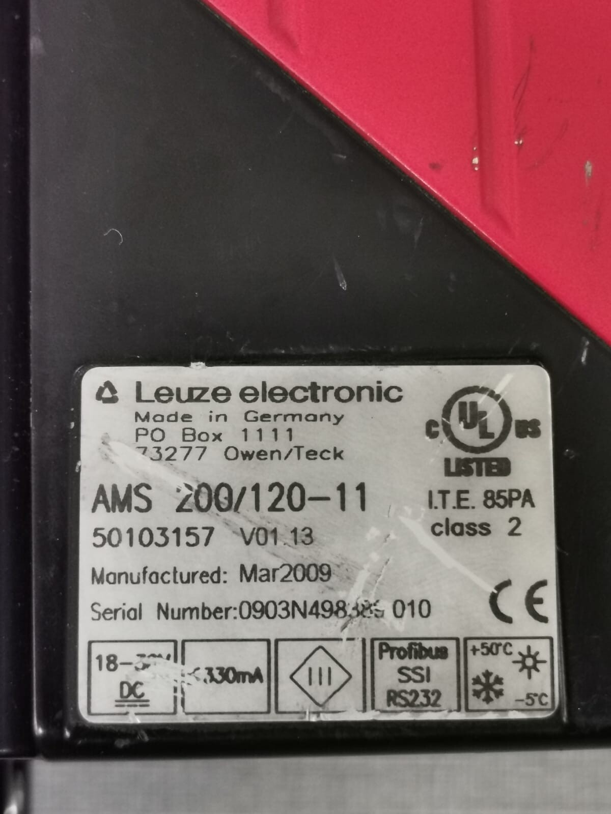 Lueze 120-11 50103157 V01.13 Leuze AMS-200/120-11/120-11 50103157 V01.13 Laser Distance Sensor 6