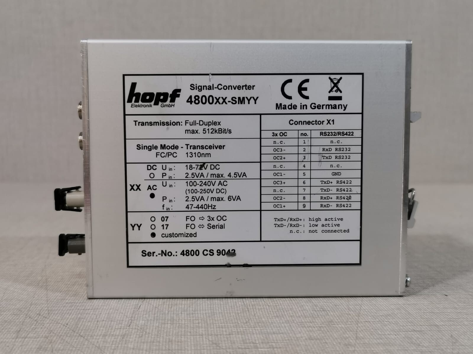 Hopf Elektronik GmbH 4800XX-SMYY HOPF 4800AC-74/00 Signal Converter 4800XX-SMYY 5