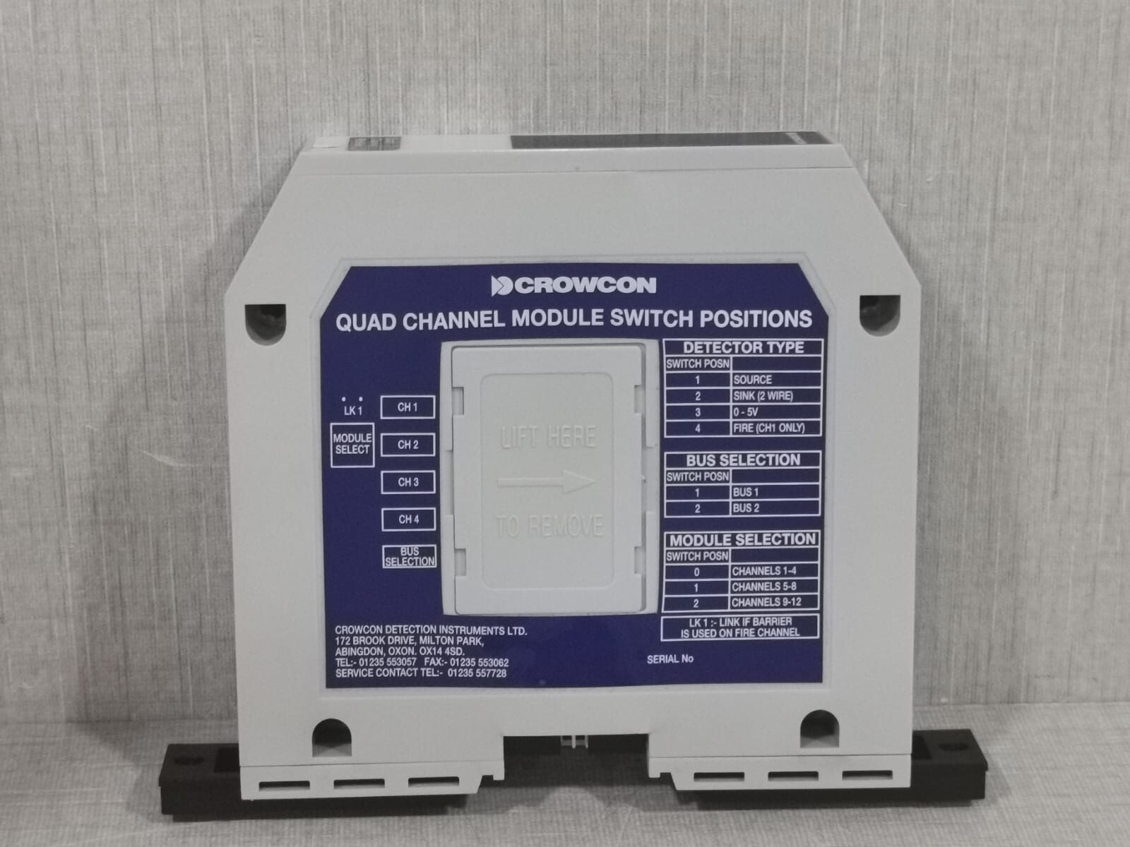CROWCON QUAD CROWCON QUAD CHANNEL MODULE SWITCH POSITIONS 4