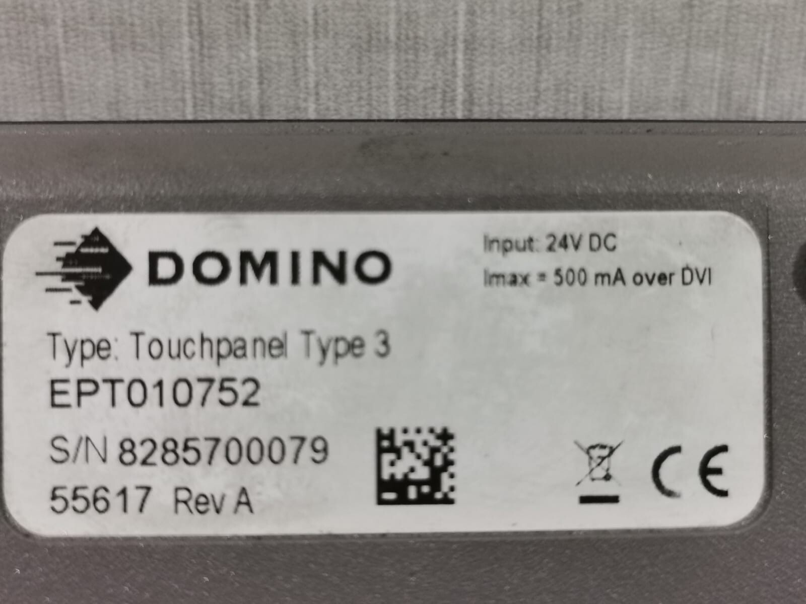 Domino EPT010752 DOMINO EPT010752 TOUCHPANEL TYPE 3 REV.A 24VDC 5