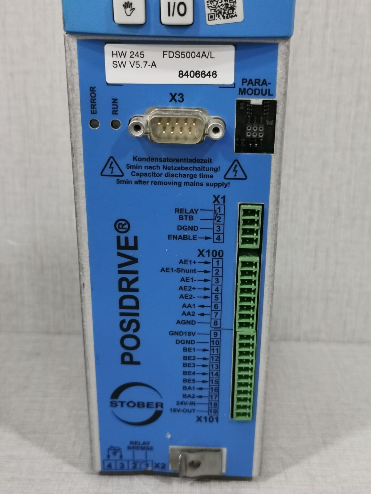 STOBER FDS5004A/L STOBER FDS5004A/L HW 245 SW V5.7-A POSIDRIVE INVERTER 3