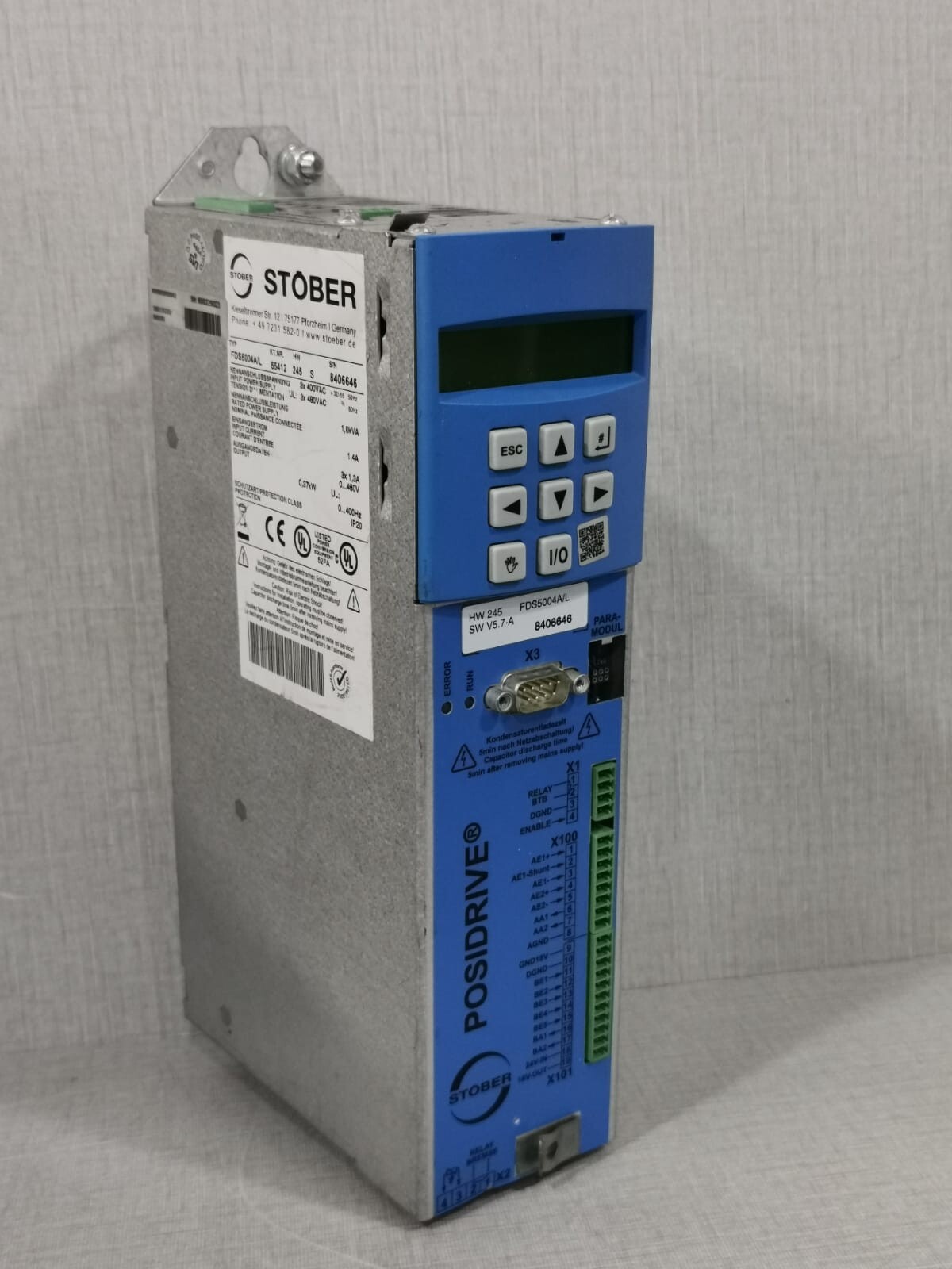 STOBER FDS5004A/L STOBER FDS5004A/L HW 245 SW V5.7-A POSIDRIVE INVERTER 4