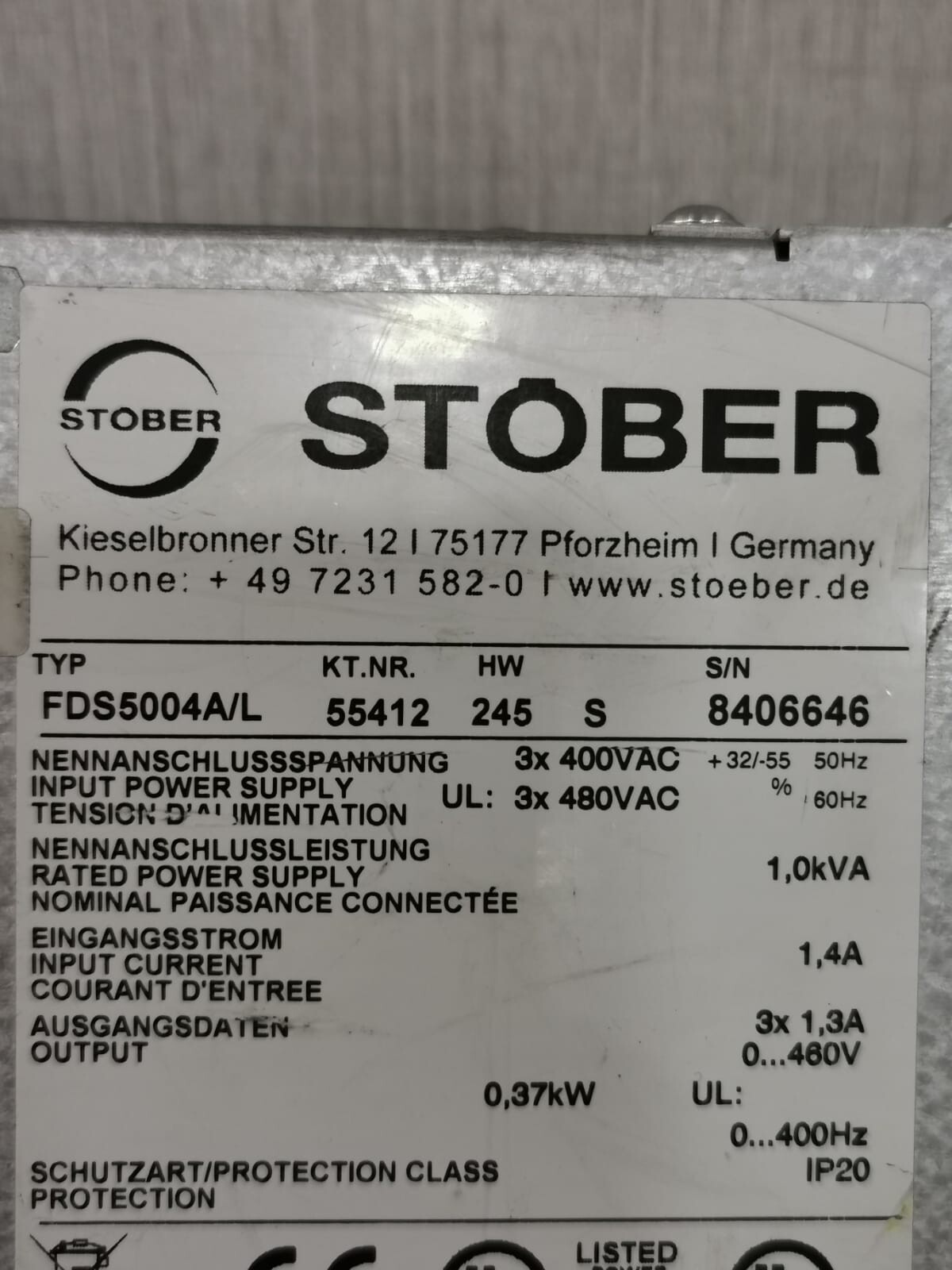 STOBER FDS5004A/L STOBER FDS5004A/L HW 245 SW V5.7-A POSIDRIVE INVERTER 5