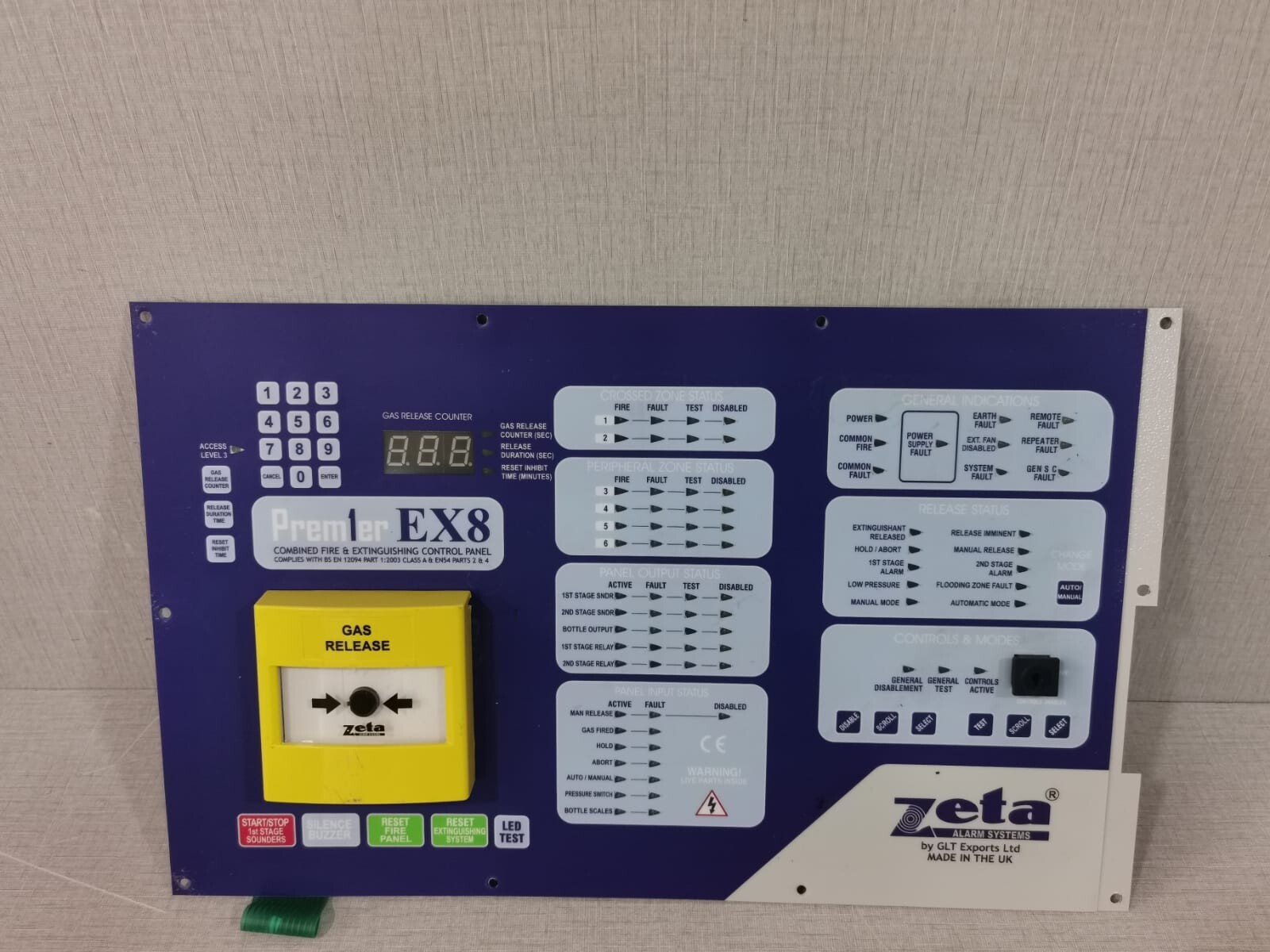 ZETA Premier EX8 Combined Extinguishing & Fire Alarm Panel (PEX8)- MAIN PANEL