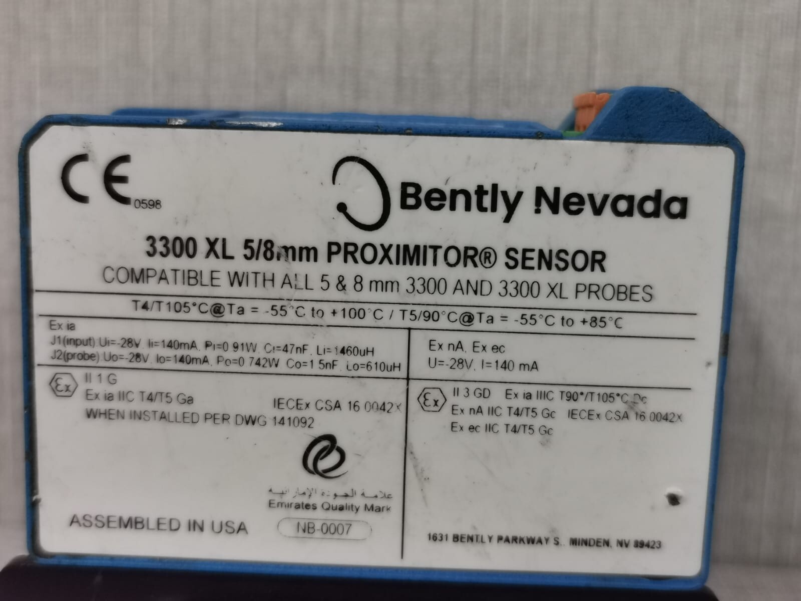 Bently Nevada 330180-91-AE BENTLY NEVADA 330180-91-AE 3300 XL 5/8mm PROXIMITOR SENSOR 4