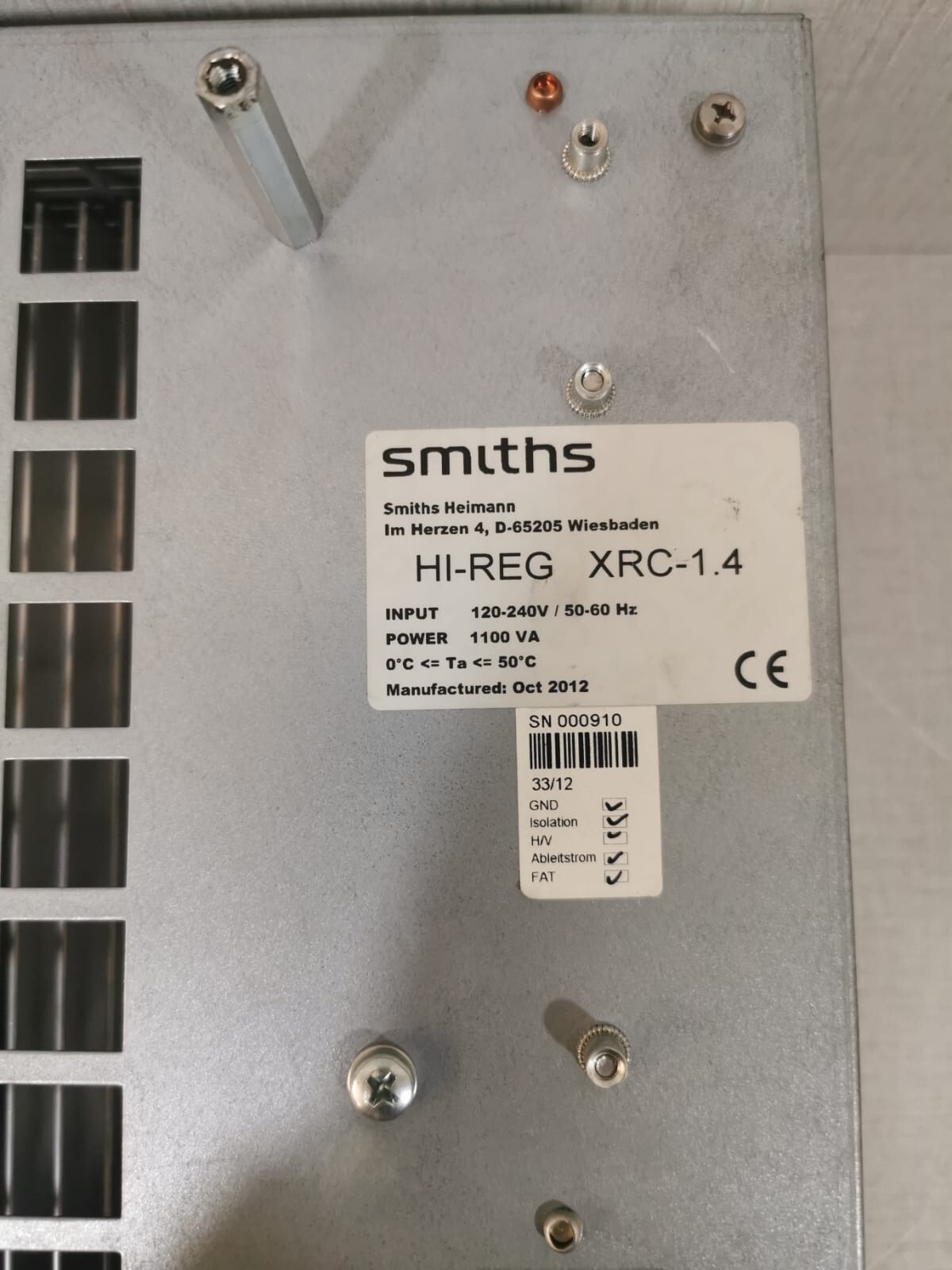 SMITHS HEIMANN HI-REG XRC-1.4 SMITHS HEIMANN HI-REG XRC-1.4 POWER SUPPLY 3