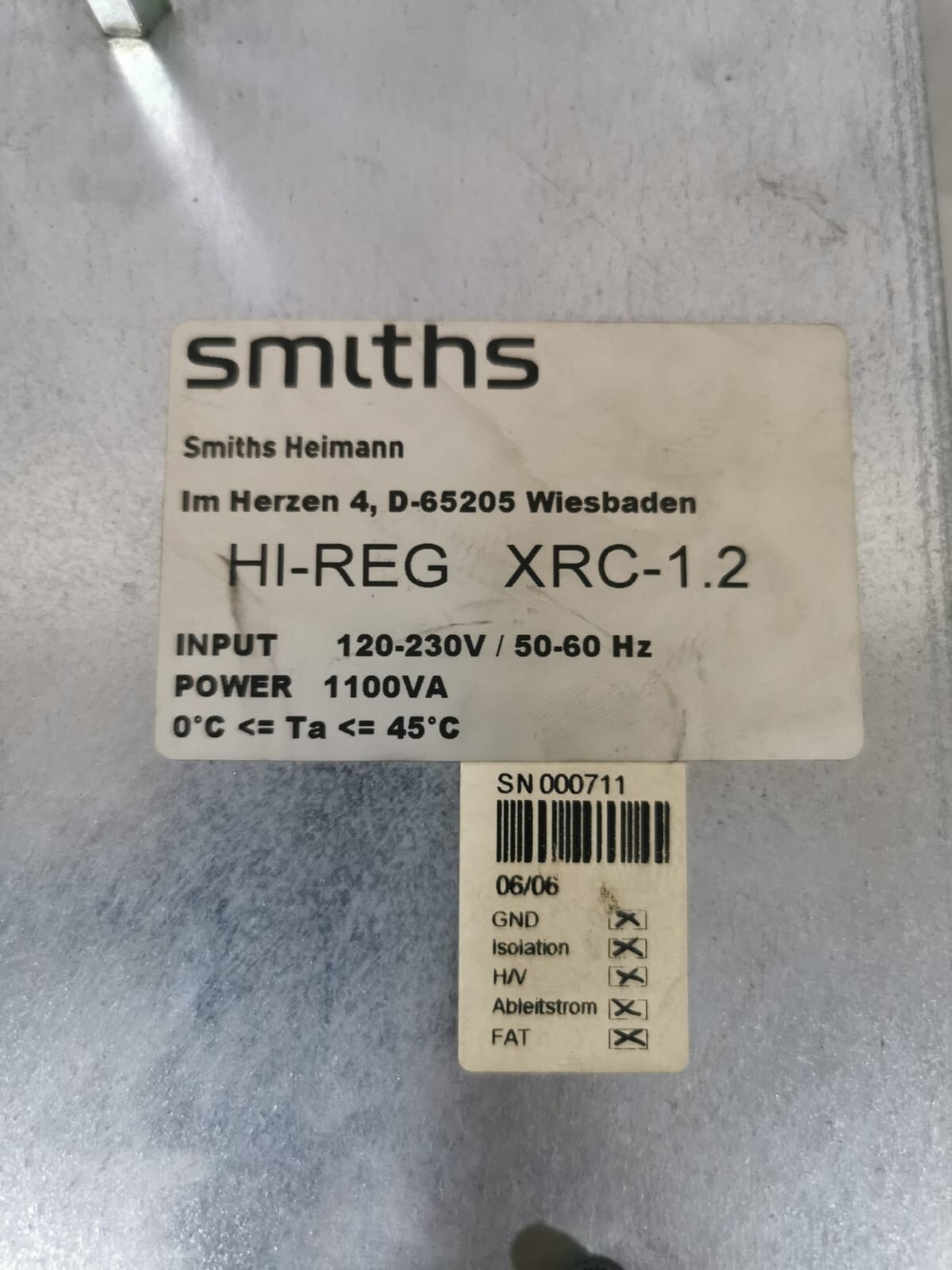 SMITHS HEIMANN HI-REG XRC-1.2 SMITHS HEIMANN HI-REG XRC-1.2 POWER SUPPLY 3