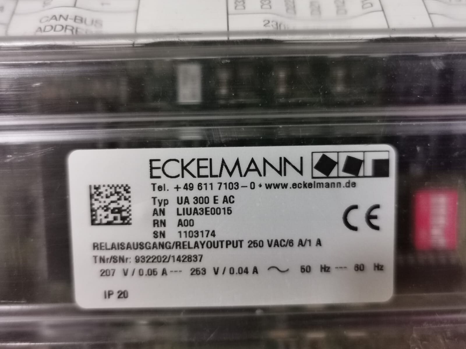 ECKELMANN UA 300 E AC ECKELMANN UA 300 E AC RELAYOUTPUT 250 VAC/6 A/1 A 2