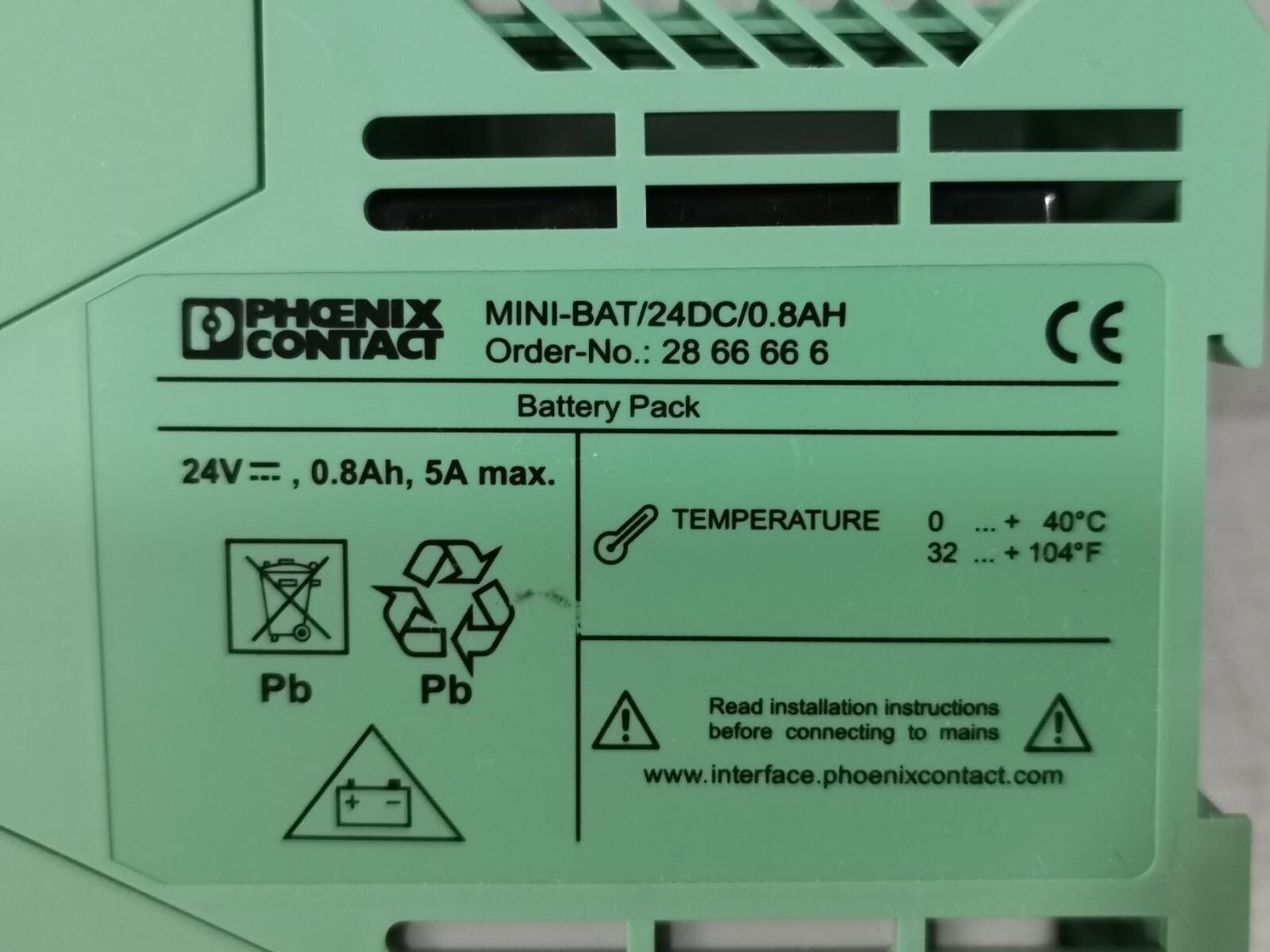 Phoenix Contact MINI-BAT/24DC/0.8AH PHOENIX CONTACT MINI-BAT/24DC/0.8AH MINI BATTERY 3