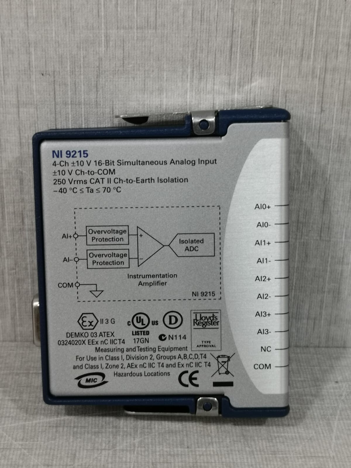 National Instruments NI 9215 NATIONAL INSTRUMENTS NI 9215 4-Ch +/- V 16-Bit SIMULTANEOUS ANALOG INPUT 3
