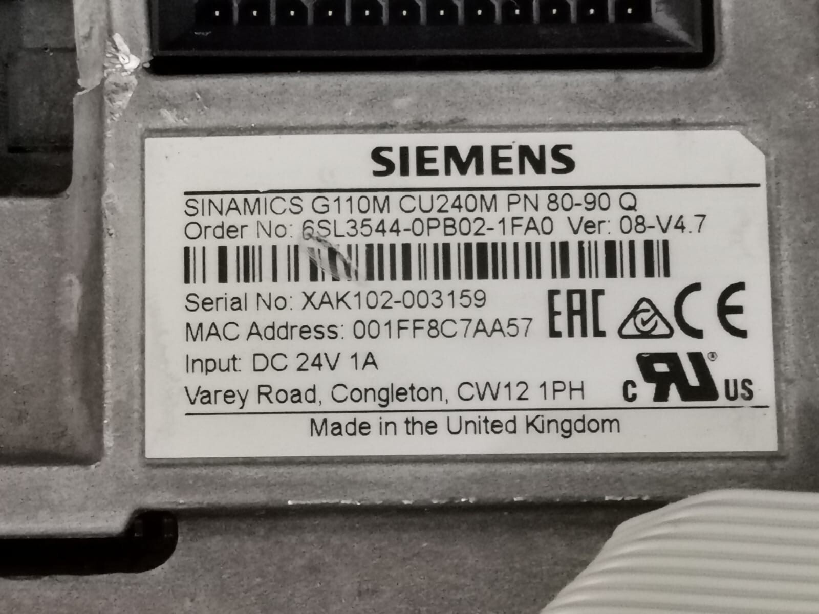Siemens 6SL3544-0PB02-1FA0 SINAMICS G110M CU240M SIEMENS 6SL3544-0PB02-1FA0 SINAMICS G110M CU240M Control Unit 4