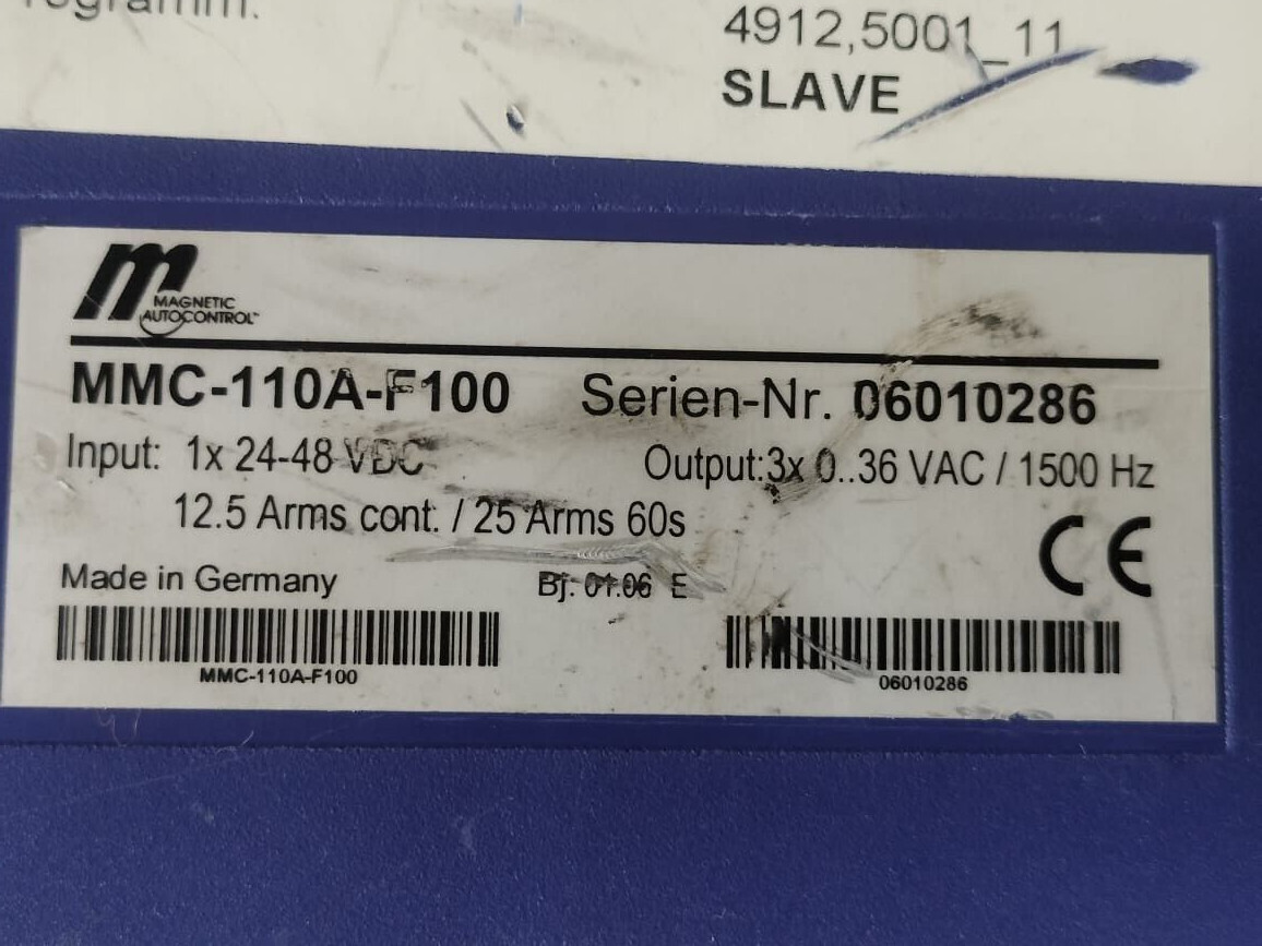 Magnetic AutoControL MMC-110A-F100 SW 4912 5001 V11 Magnetic AutoControL MMC-110A-F100 SW 4912 5001 V11 Slave Control Unit 48V 7