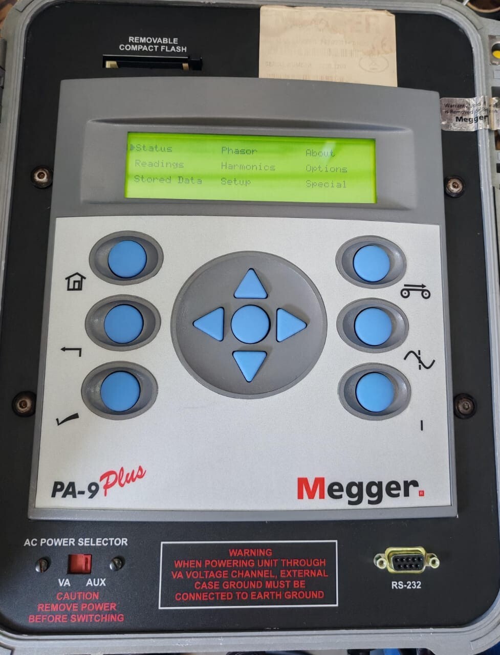 Megger PA-9 Plus H/W VER 4.02 B 90-600VAC PORTABLE POWER QUALITY ANALYZER-TESTED