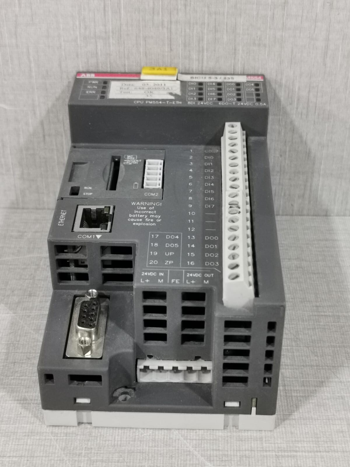 ABB ITNE968900R0110 ABB PM554-T-ETH A0/ ITNE968900R0110 CENTRAL PROCESSING UNIT PLC 5
