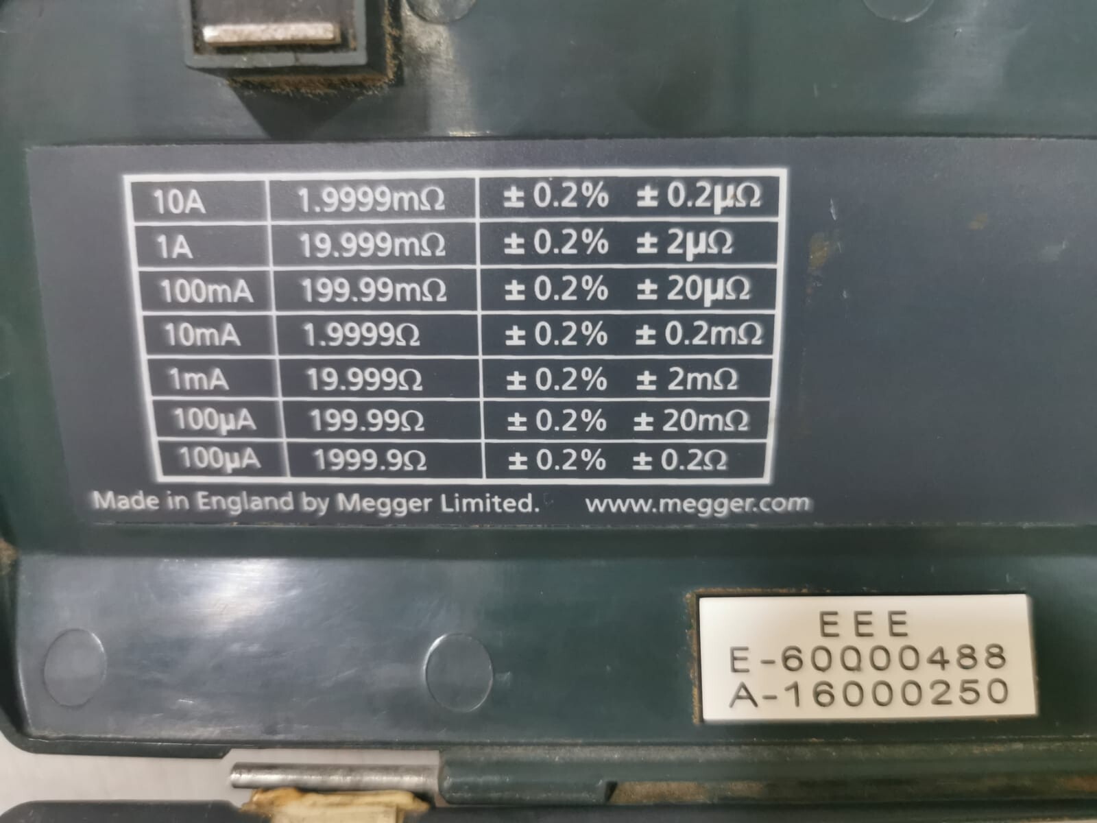 Megger DLRO-10 MEGGER DLRO 10 DIGITAL LOW RESISTANCE OHMETER 2