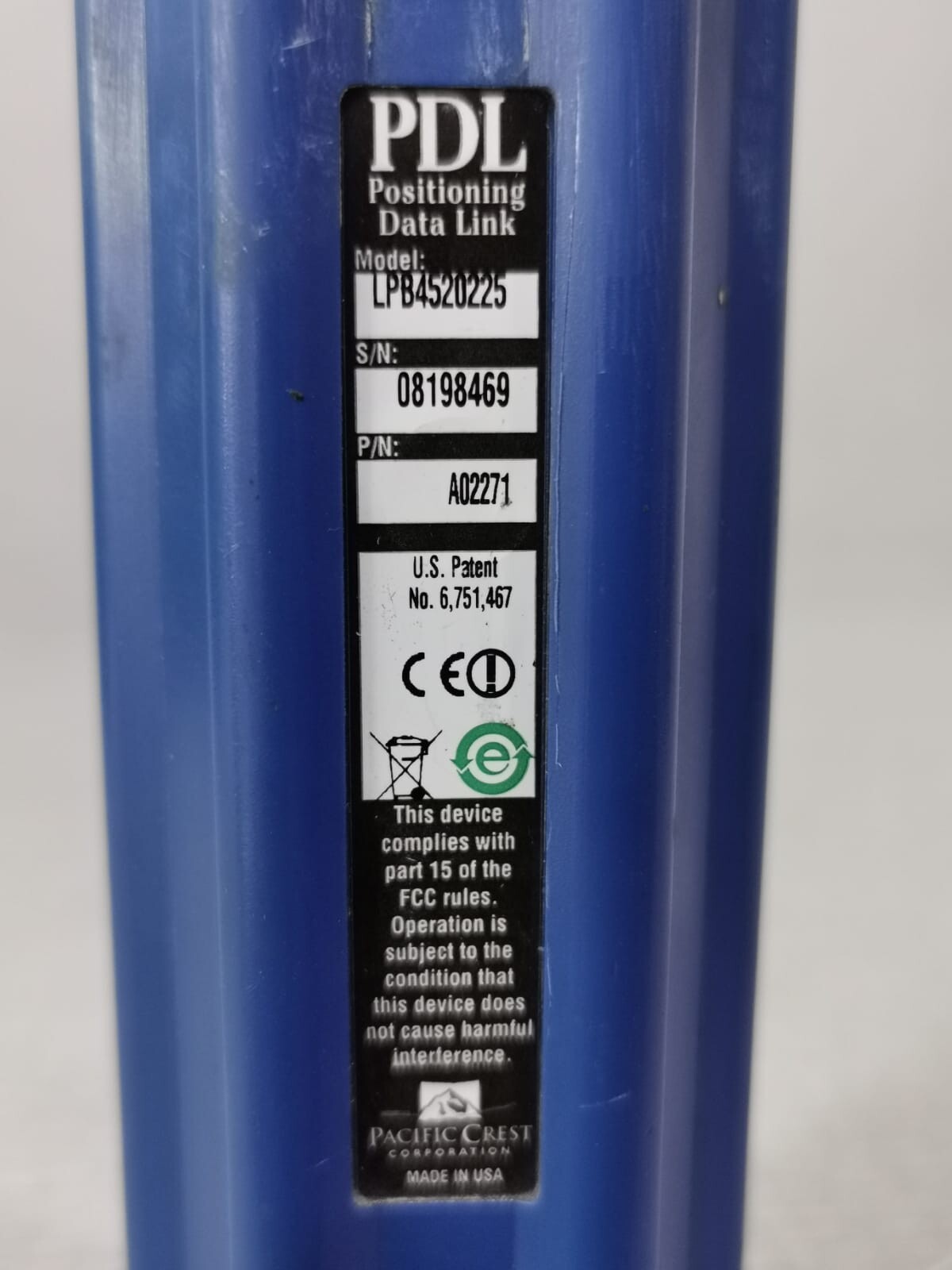 PACIFIC CREST LPB4520225 Pacific Crest Positioning Data Link PDL LPB4520225 / Part No. A02271 4