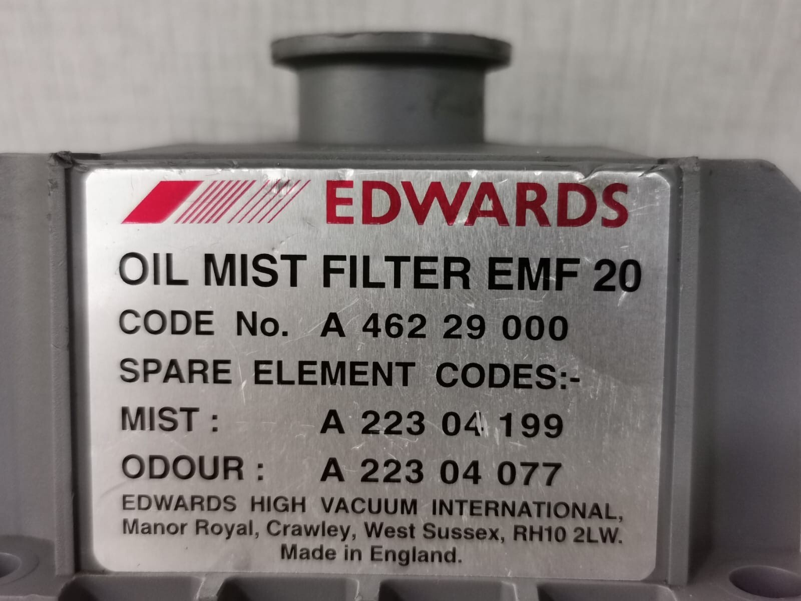 Edwards EMF20 Edwards A462-29-000 EMF20 Oil Mist Odor Filter Assembly 2