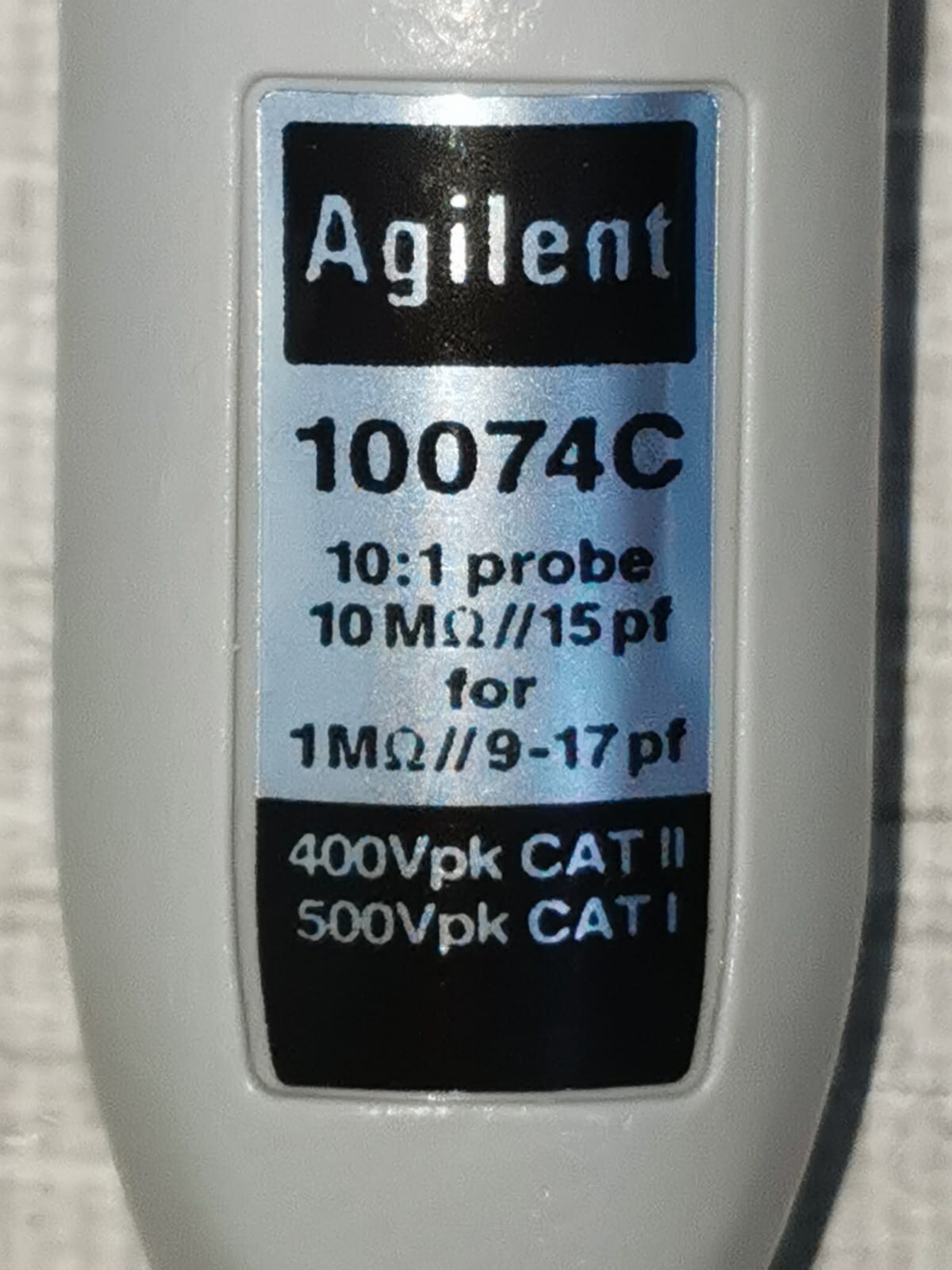 Agilent Technologies PROBE-10 Agilent 10074C Oscilloscope Probe 10:1 10M 15pf for 1M 9-17pf 3