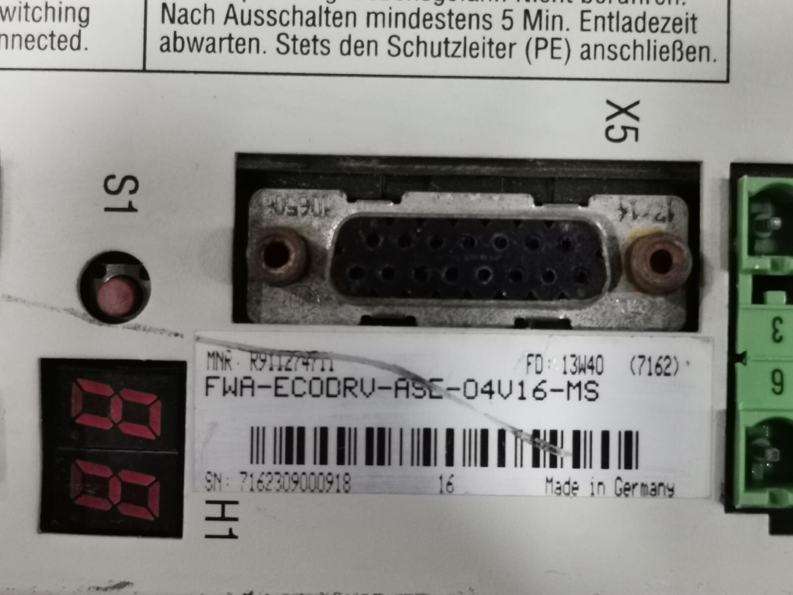 Bosch Rexroth DKC11.1-040-7-FW INDRAMAT DIGITAL AC-SERVO CONTROLLER DKC11.1-040-7-FW / FWA-ECODRV-ASE-04V16-MS 4