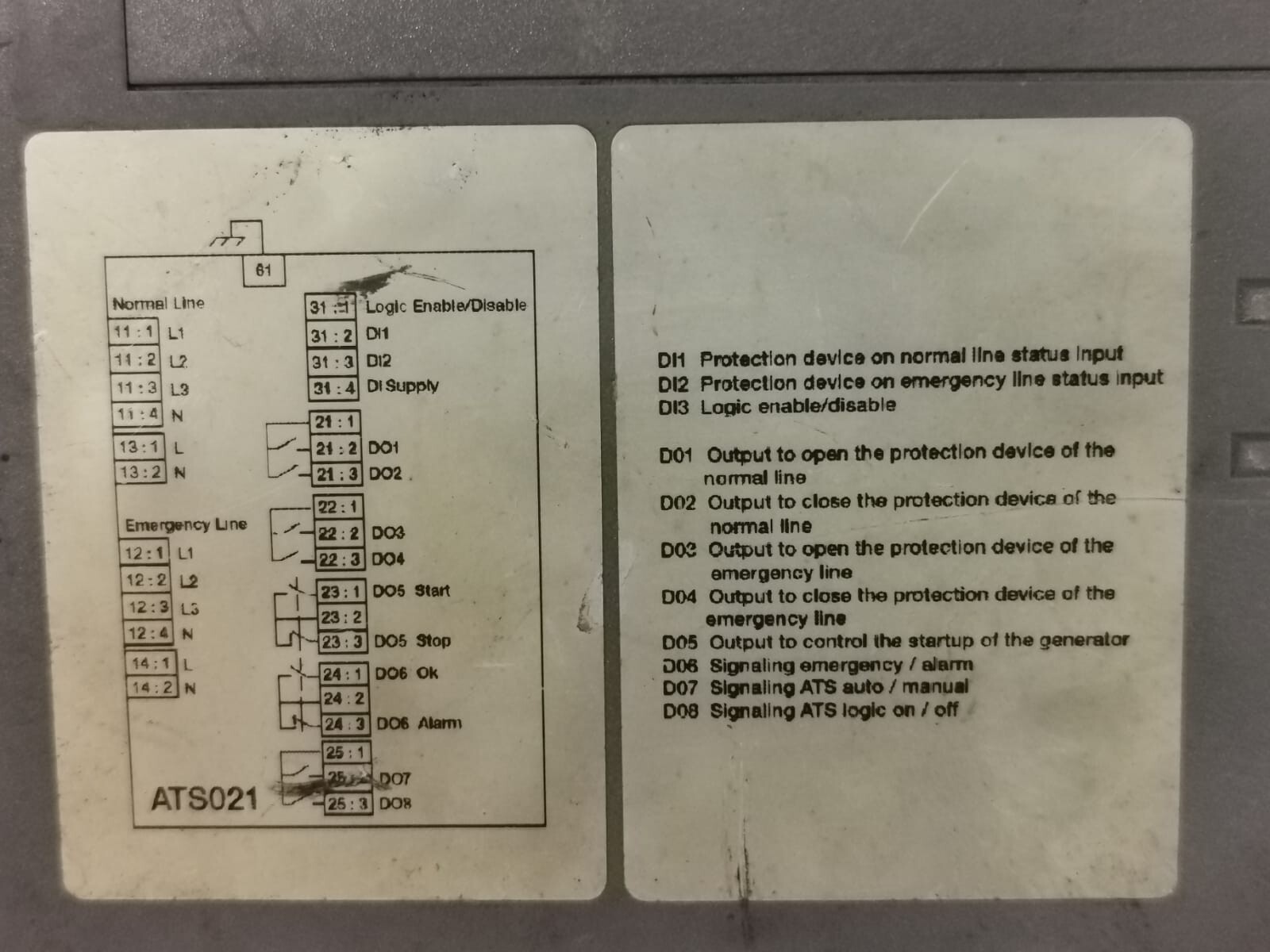 ABB ATS021 ABB ATS021 AUTOMATIC TRANSFER SWITCH -SWITCHING CONTROLLER DUAL SUPPLY GENERATOR 4