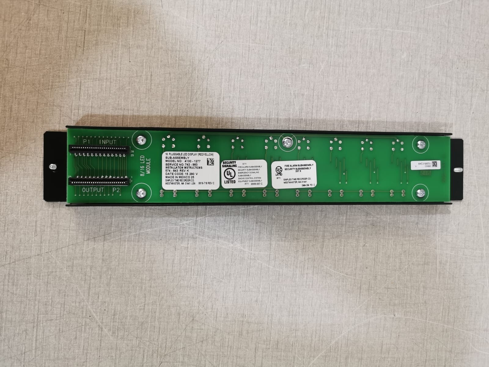 Simplex 4100-1277 Simplex 4100-1277 | 16 Red/Yellow Pluggable LED Module | Part No. 742-983 6