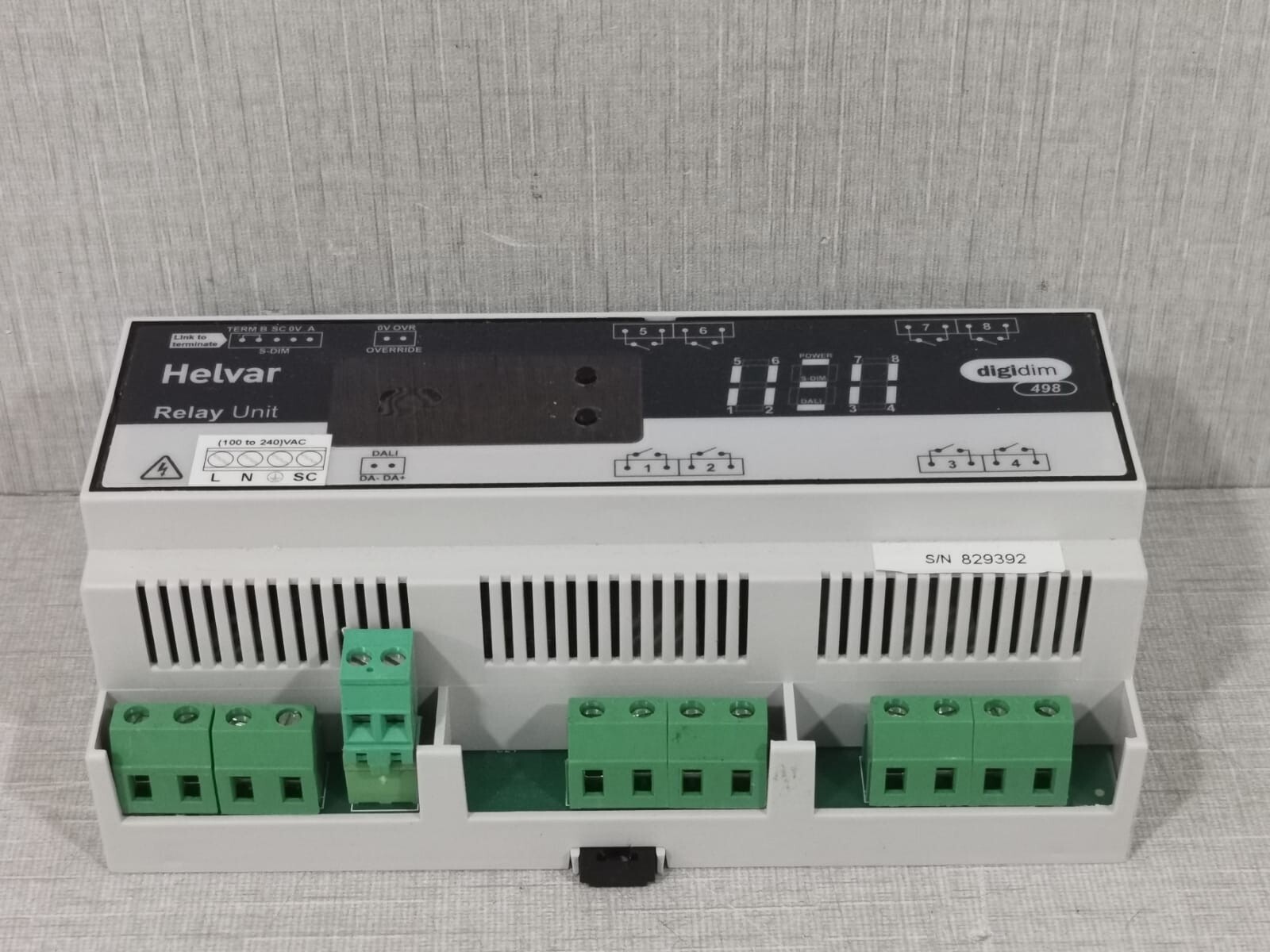 HELVAR 498 HELVAR 498 DIGIDIM V1.6 REV.6 RELAY UNIT, 100-240 VAC, 128A, 45Hz-65Hz 5