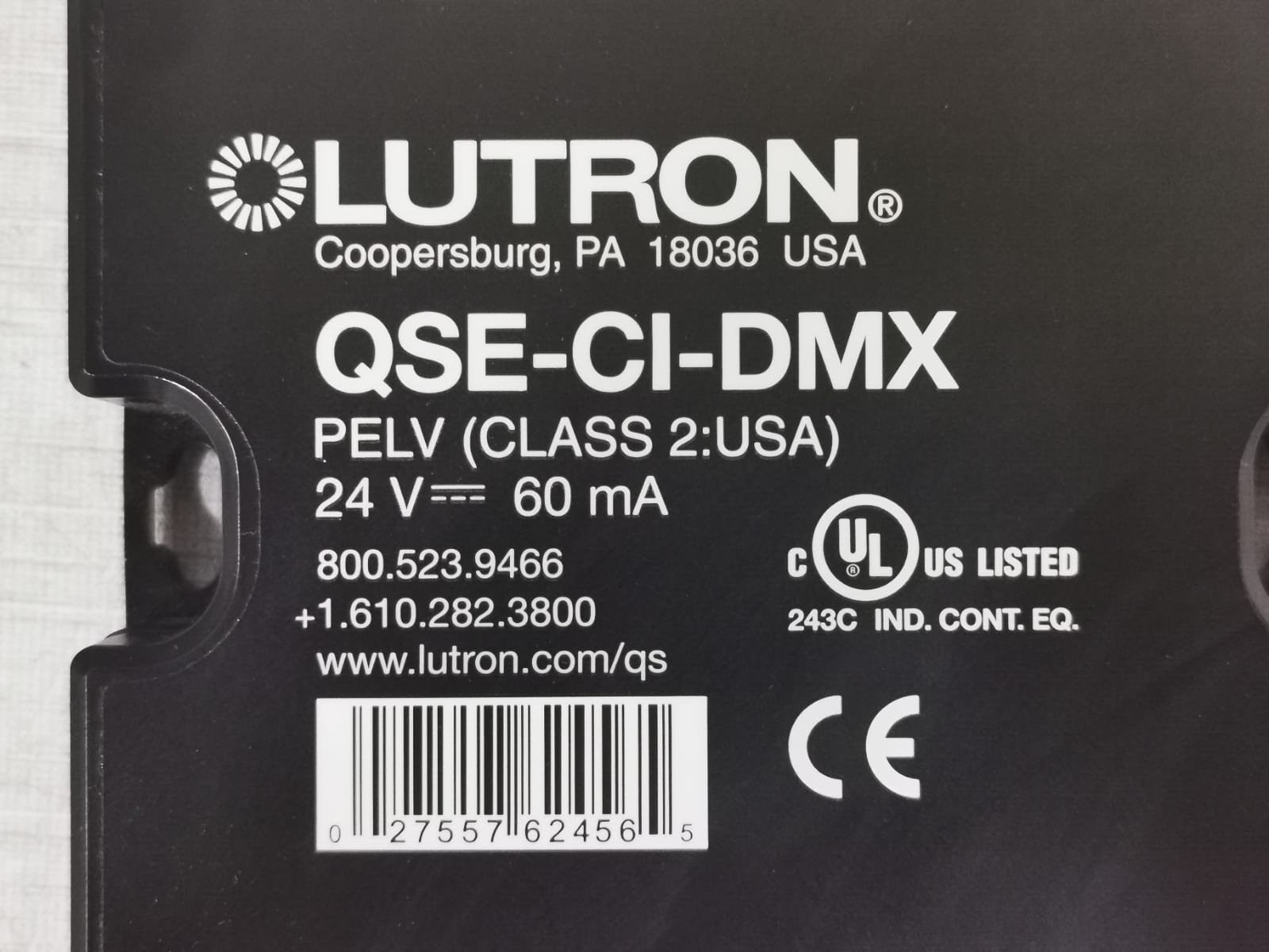 Lutron QSE-CI-DMX LUTRON QSE-CI-DMX CONTROL INTERFACE GRAFIK EYE PELV/SELV/NEC CLASS 2 2