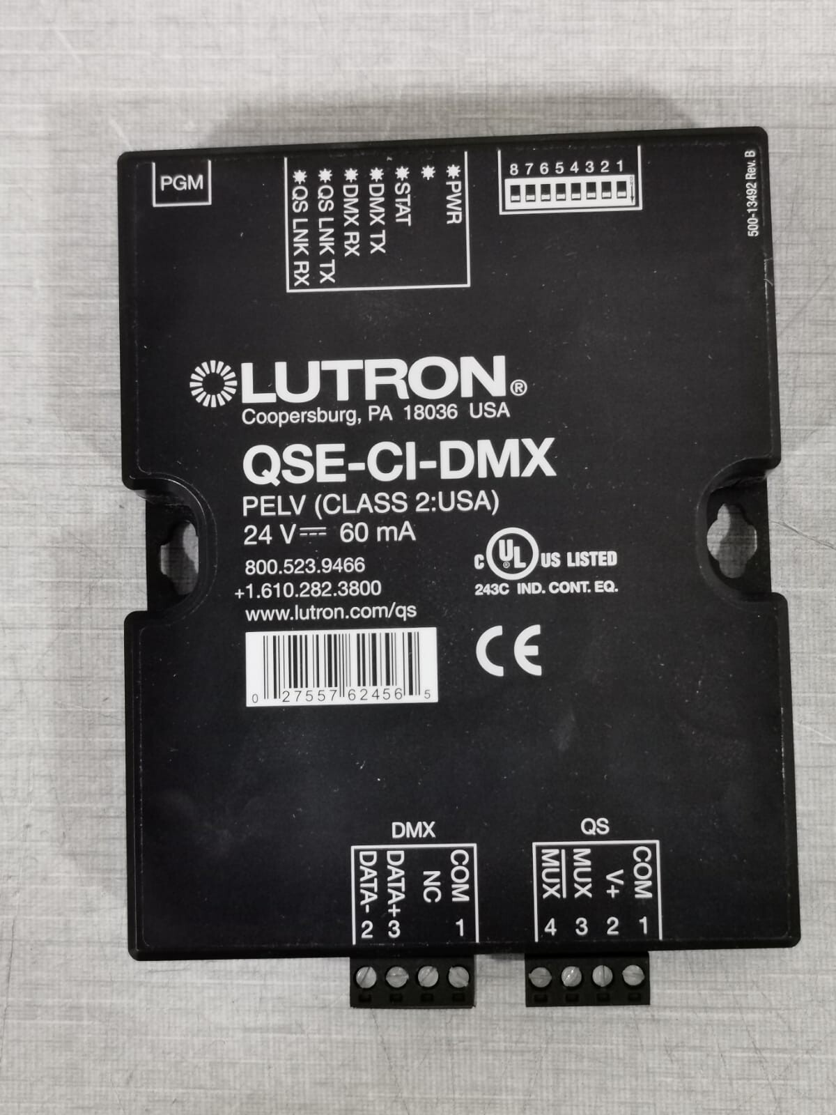 Lutron QSE-CI-DMX LUTRON QSE-CI-DMX CONTROL INTERFACE GRAFIK EYE PELV/SELV/NEC CLASS 2 4