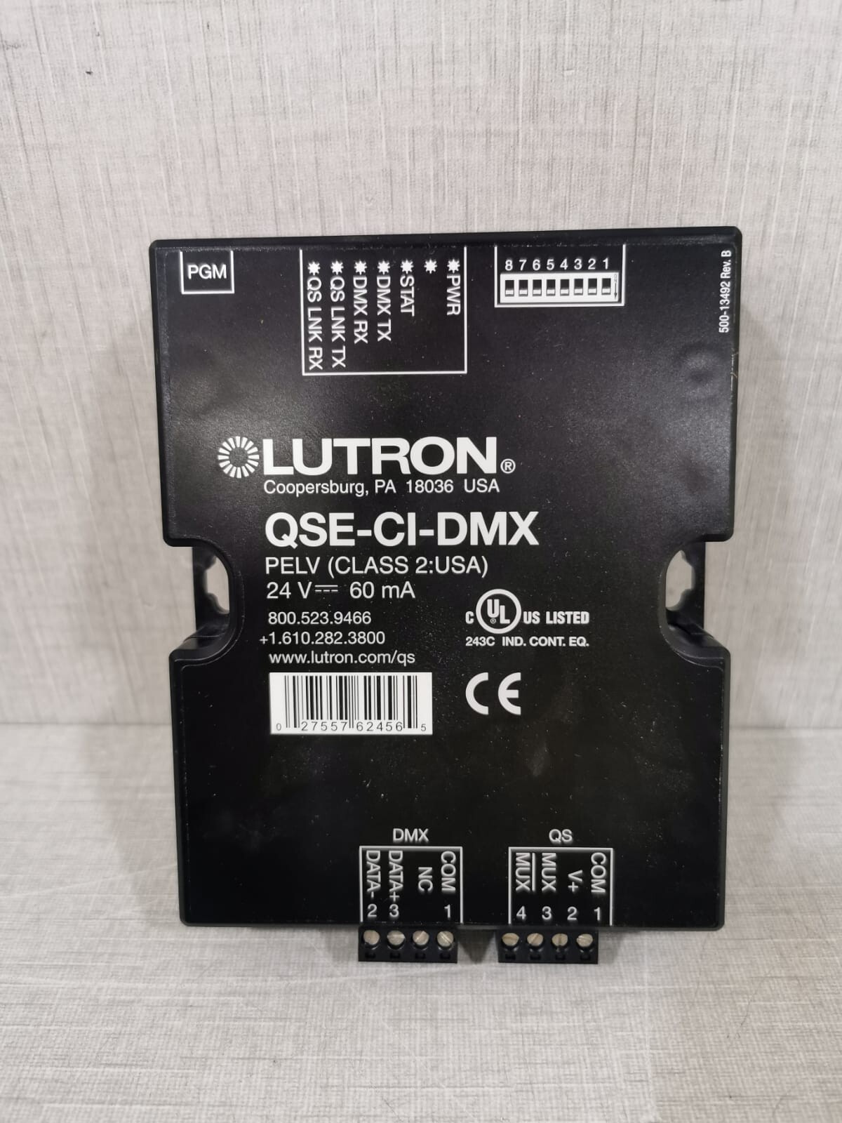 Lutron QSE-CI-DMX LUTRON QSE-CI-DMX CONTROL INTERFACE GRAFIK EYE PELV/SELV/NEC CLASS 2 5