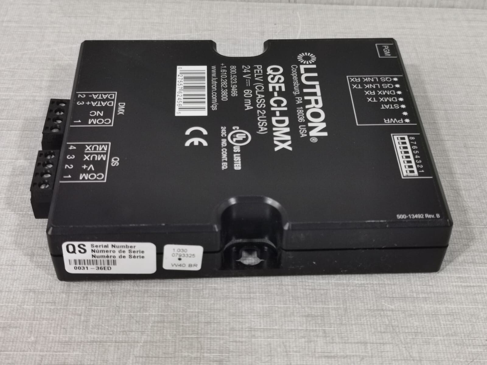 Lutron QSE-CI-DMX LUTRON QSE-CI-DMX CONTROL INTERFACE GRAFIK EYE PELV/SELV/NEC CLASS 2 8