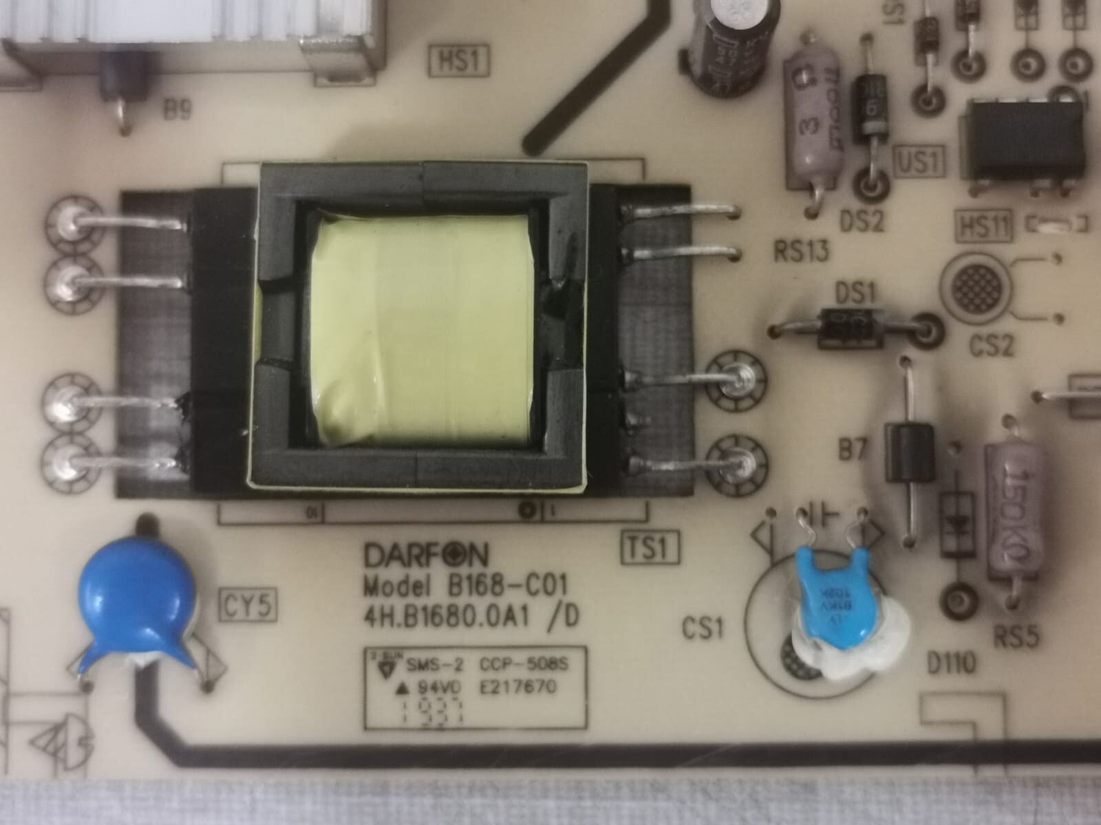 Darfon 4H.B1680.0A1/D Darfon Model B168-C01 Power Supply Board 4H.B1680.0A1/D 2
