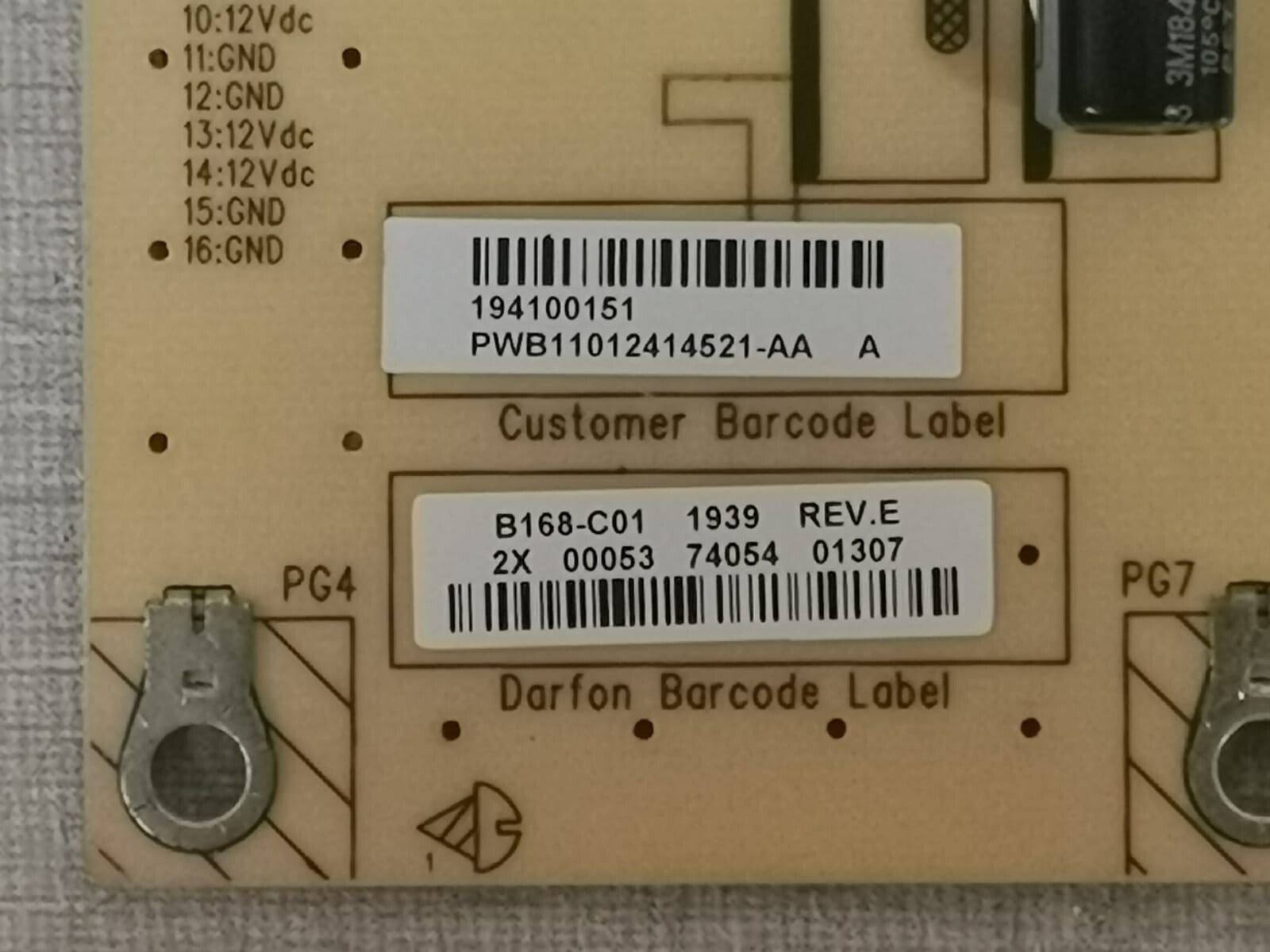 Darfon 4H.B1680.0A1/D Darfon Model B168-C01 Power Supply Board 4H.B1680.0A1/D 3