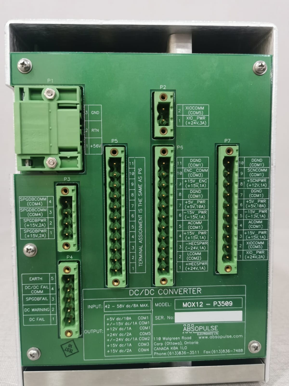 ABSOPULSE ELECTRONICS 80026-1 73-23 ABSOPULSE ELECTRONICS LTD. MOX12-P3509B/ 80026-1 73-23 Switching Power Supply 3