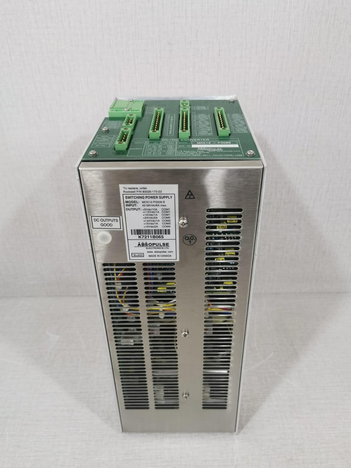 ABSOPULSE ELECTRONICS 80026-1 73-23 ABSOPULSE ELECTRONICS LTD. MOX12-P3509B/ 80026-1 73-23 Switching Power Supply 8