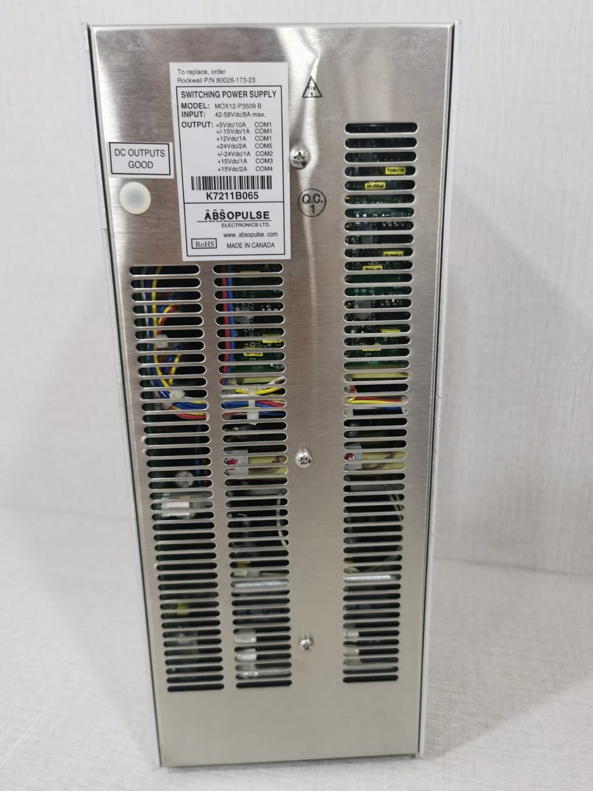 ABSOPULSE ELECTRONICS 80026-1 73-23 ABSOPULSE ELECTRONICS LTD. MOX12-P3509B/ 80026-1 73-23 Switching Power Supply 9
