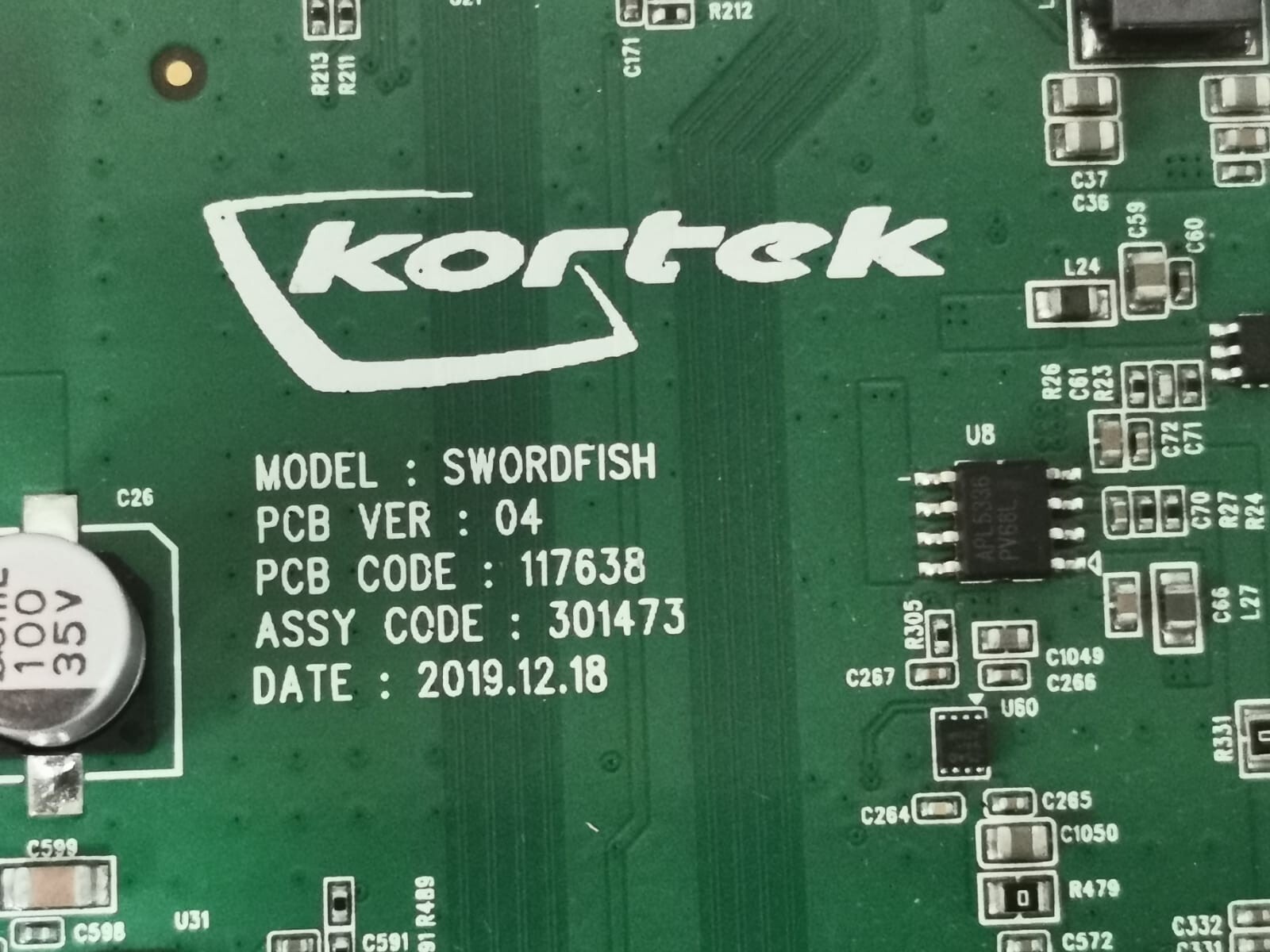 KORTEC PCB Code: 117638 Assy 301473 KORTEC Model: SWORDFISH PCB Code: 117638 Assy 301473 PCB Mother Board 2