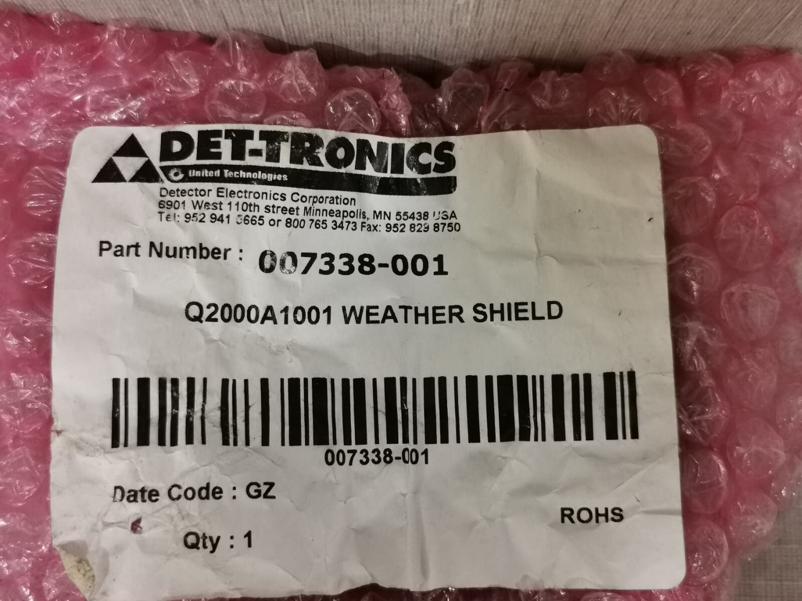 DET-TRONICS Q200A1001 DET-TRONICS 007338-001/ Q200A1001 WEATHER SHIELD FOR FLAME DETECTOR 4