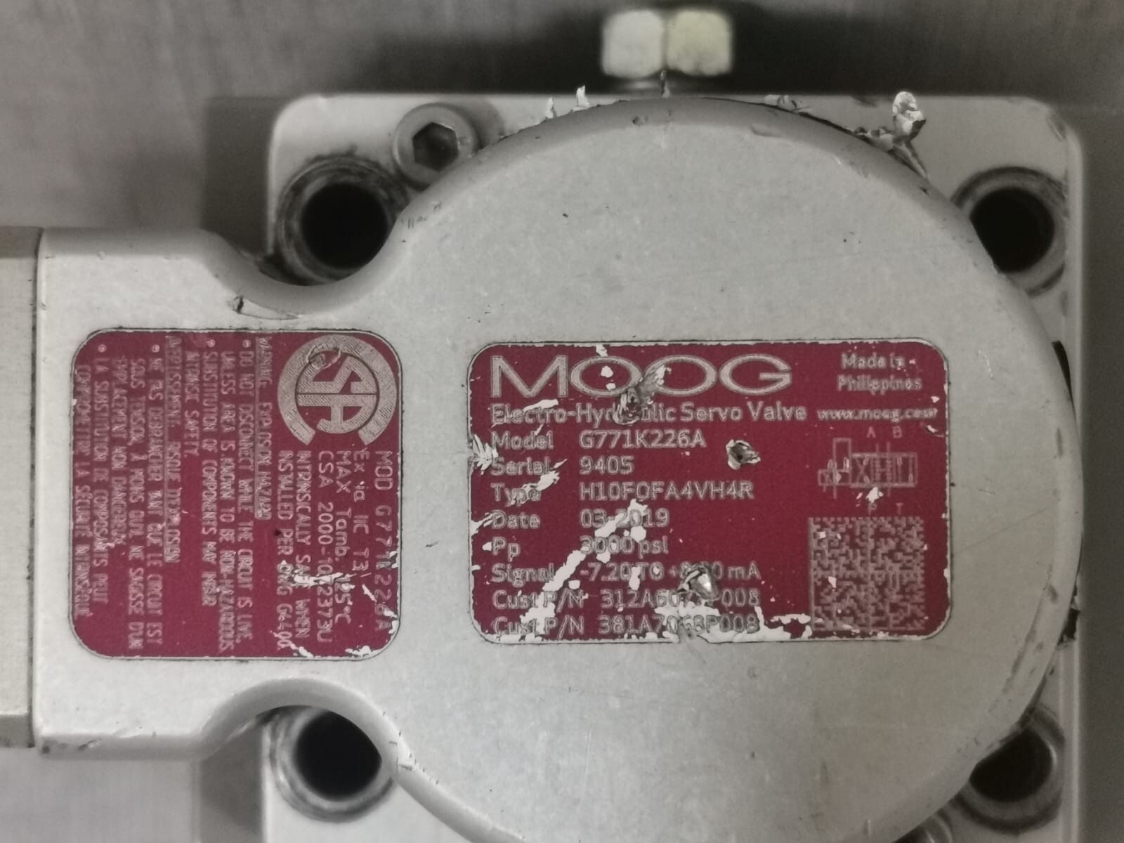 MOOG G771K226A MOOG G771K226A ELECTRO HYDRAULIC SERVO VALVE 2