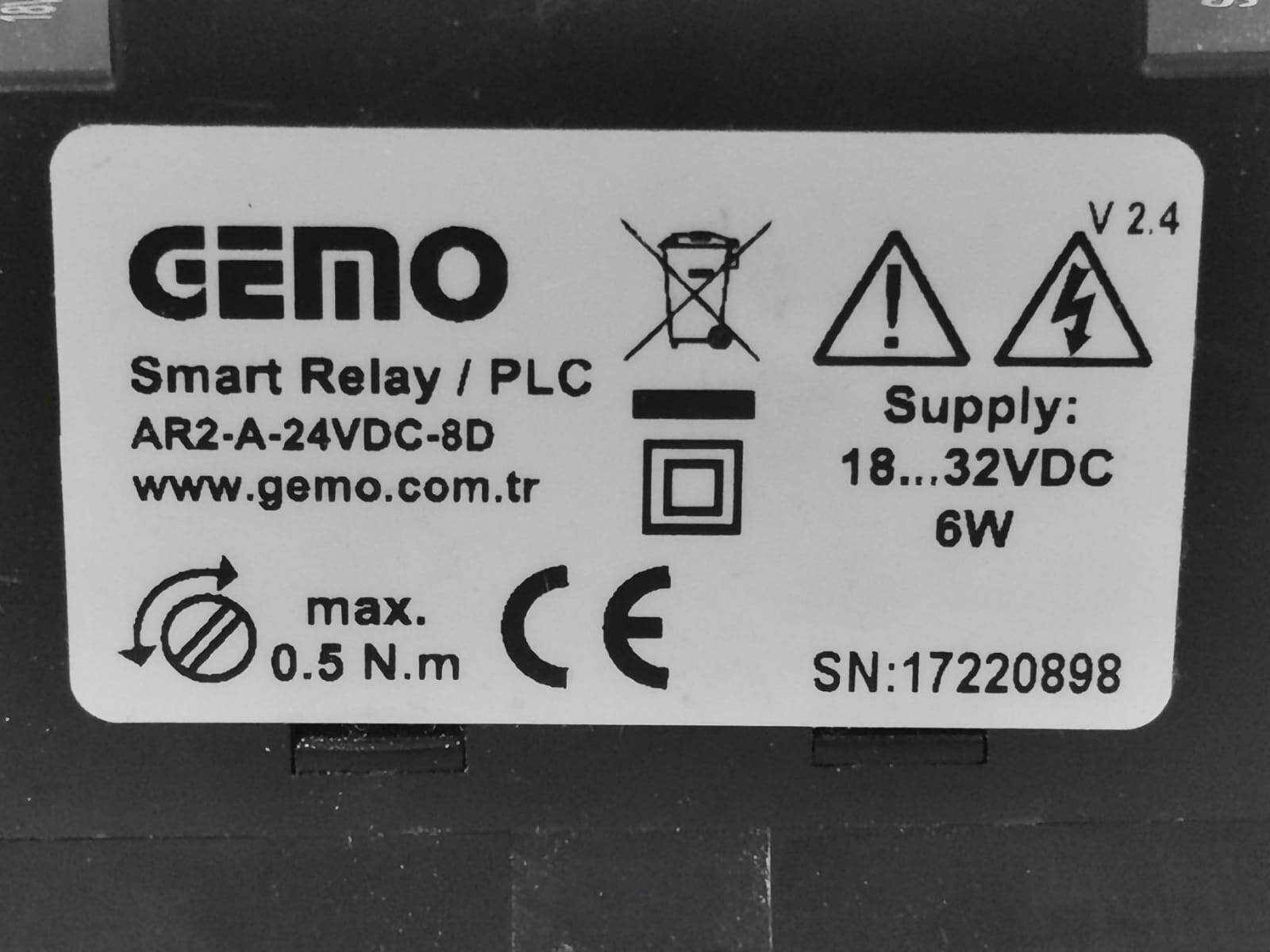 GEMO AR2-A-24VDC-8D GEMO AR2-A-24VDC-8D SMART RELAY/ PLC 2