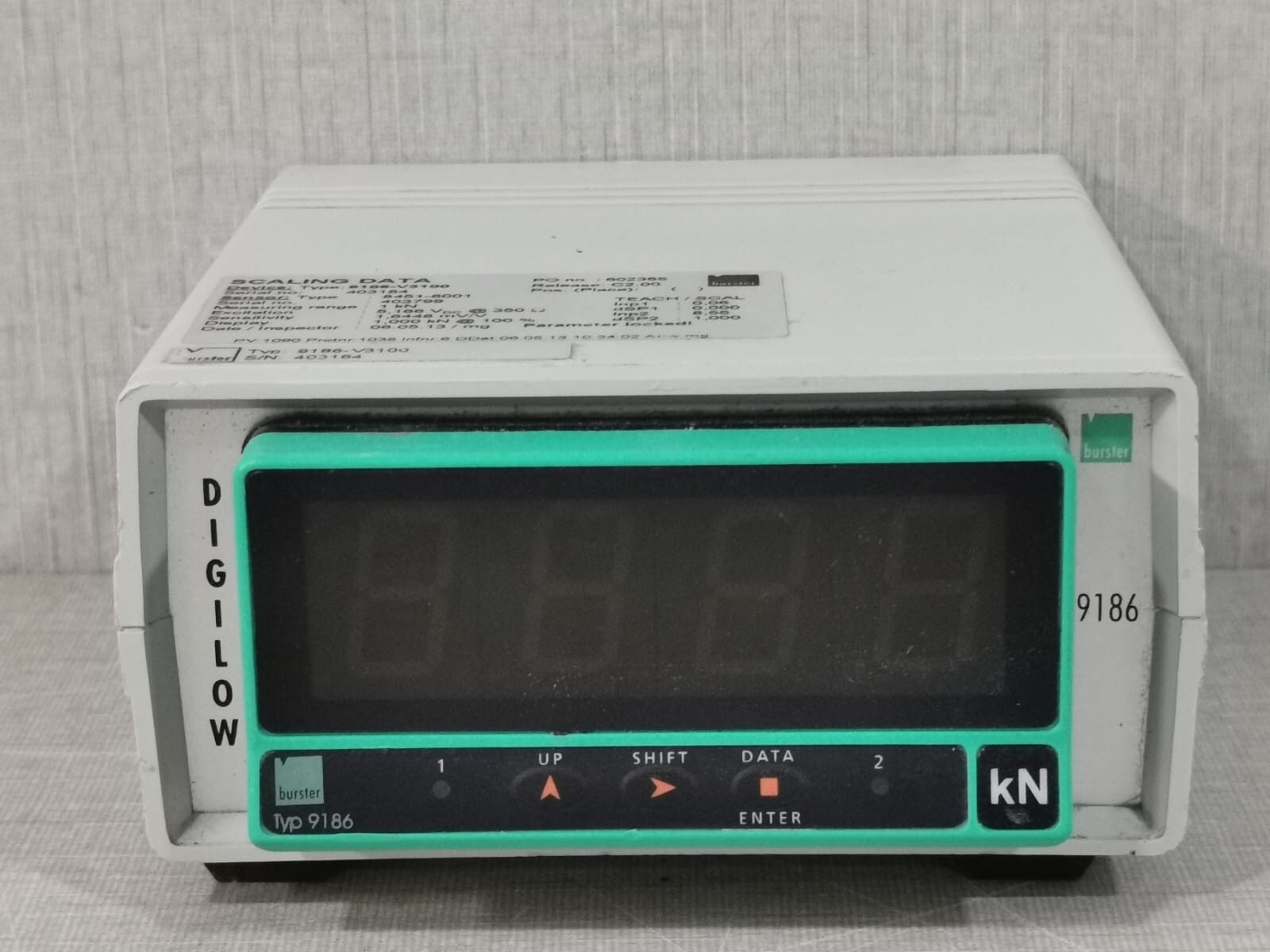 BURSTER 9186-V3100 DIGILOW DIGITAL INDICATOR FOR STRAIN GAUGE SENSORS