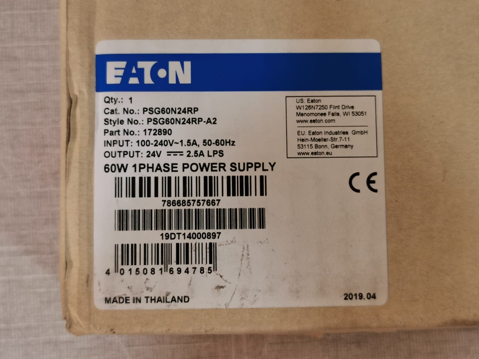 Eaton PSG60N24RP-A2 Eaton PSG60N24RP 60W 1Phase Power Supply 2