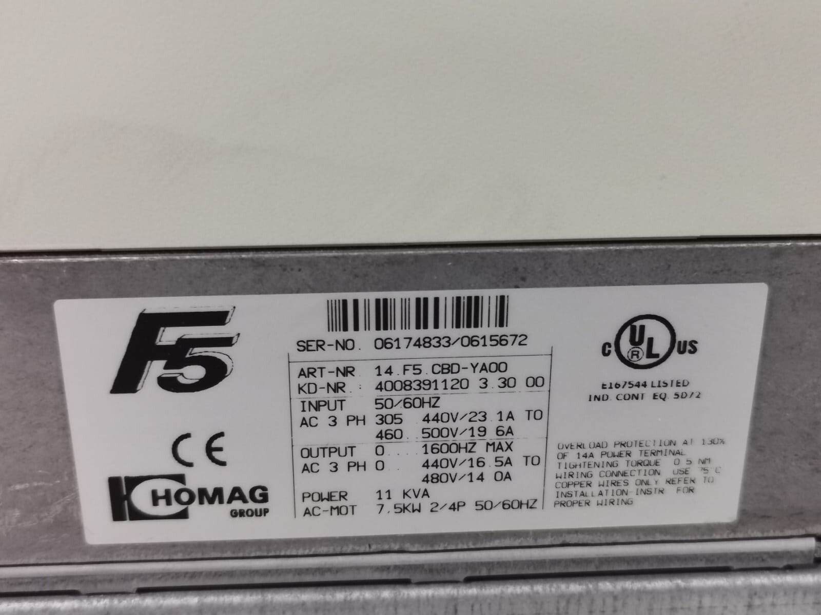HOMAG 14EST60-A071 HOMAG F5 14F5CBD-YA00 / KEB 14EST60-A071 INVERTER DRIVE 4