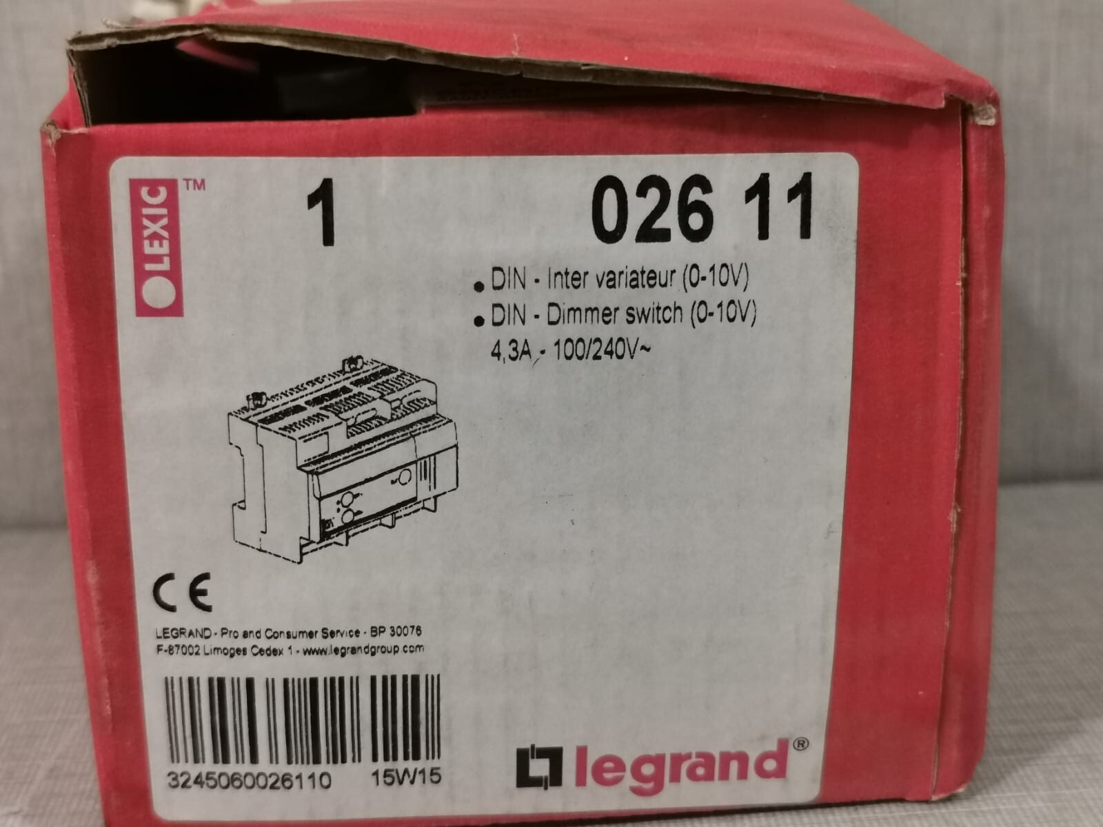 Legrand 026 11 LEGRAND 026 11 DIN- DIMMER SWITCH 4,3A- 10-240V 3