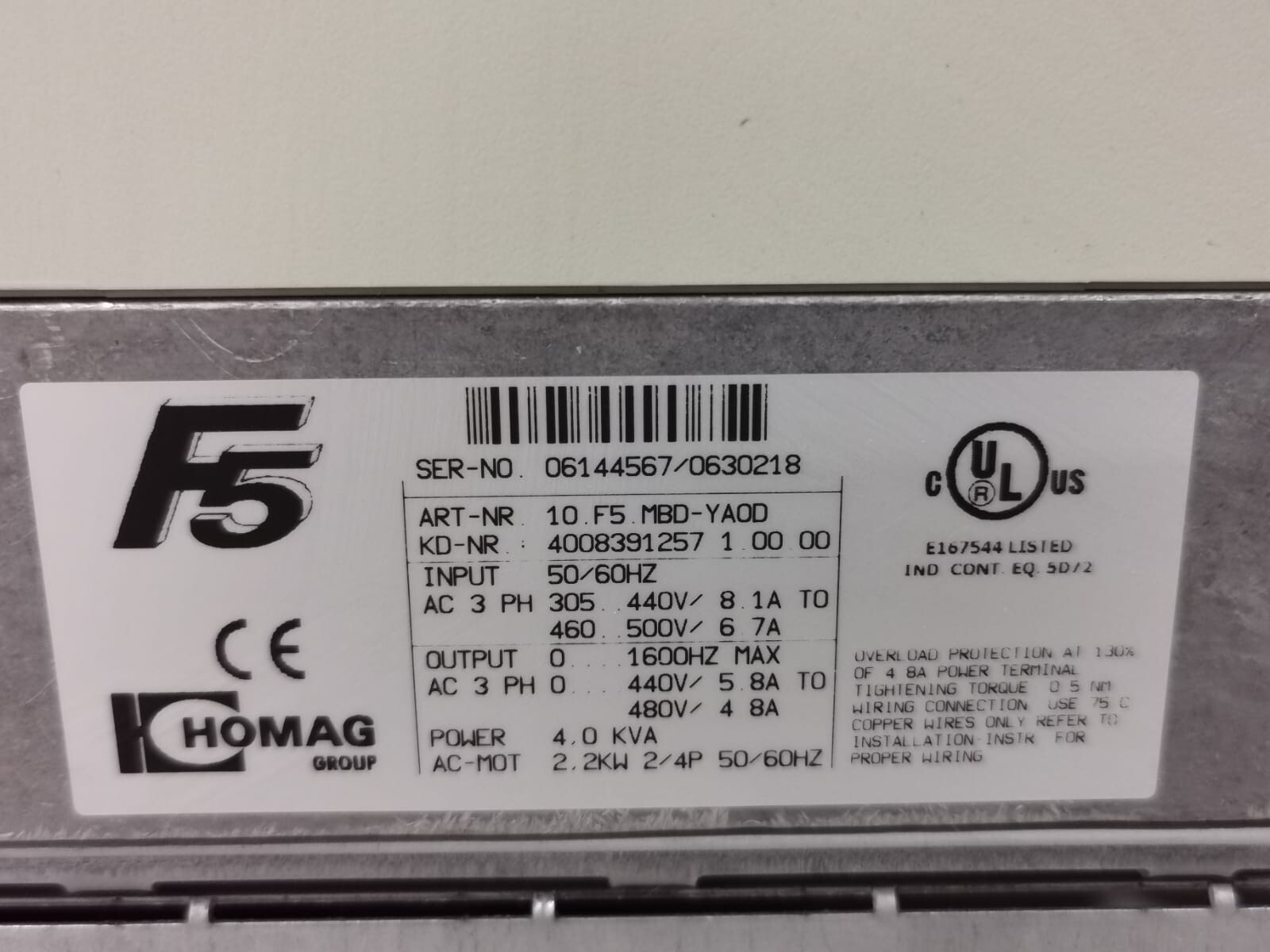 HOMAG 10.F5.MBD-YAOD HOMAG 10.F5.MBD-YAOD INVERTER 4