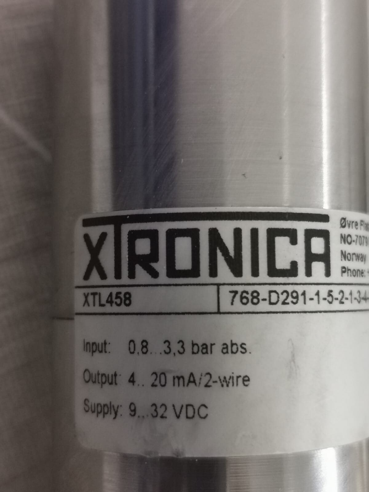 XTRONICA 768-D291-1-5-2-1-3-4-2-025-000 XTRONICA XTL458 -768-D291-1-5-2-1-3-4-2-025-000 PRESSURE TRANSMITTER 3