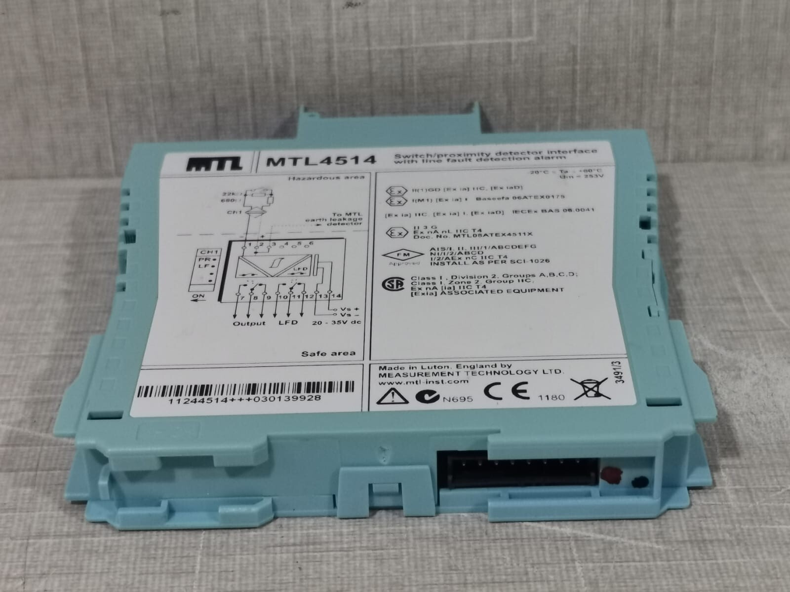 MTL MTL4514 MTL4514 SWITCH/PROXIMITY DETECTOR INTERFACE W/ LINE FAULT DETECTION ALARM 6