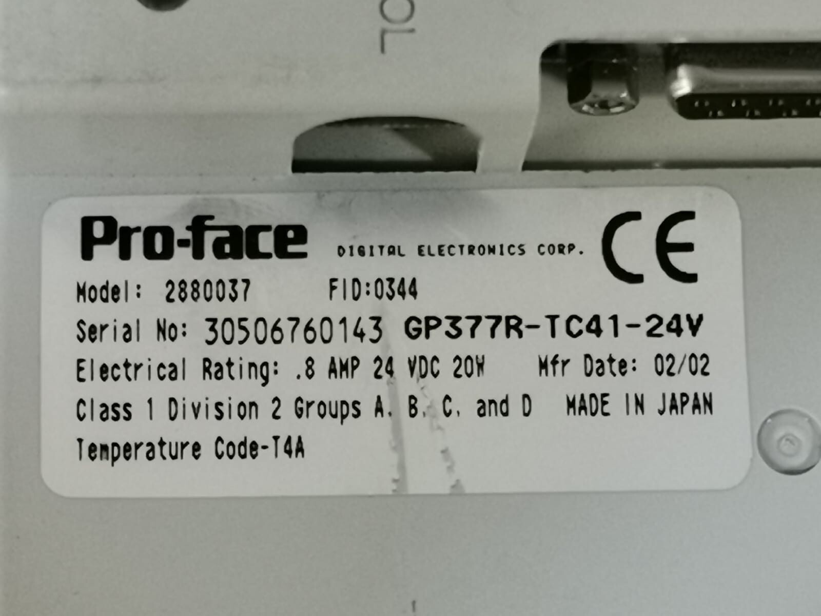 GE Fanuc 2880037 GE Fanuc Pro-Face 2880037 Quick Panel 2