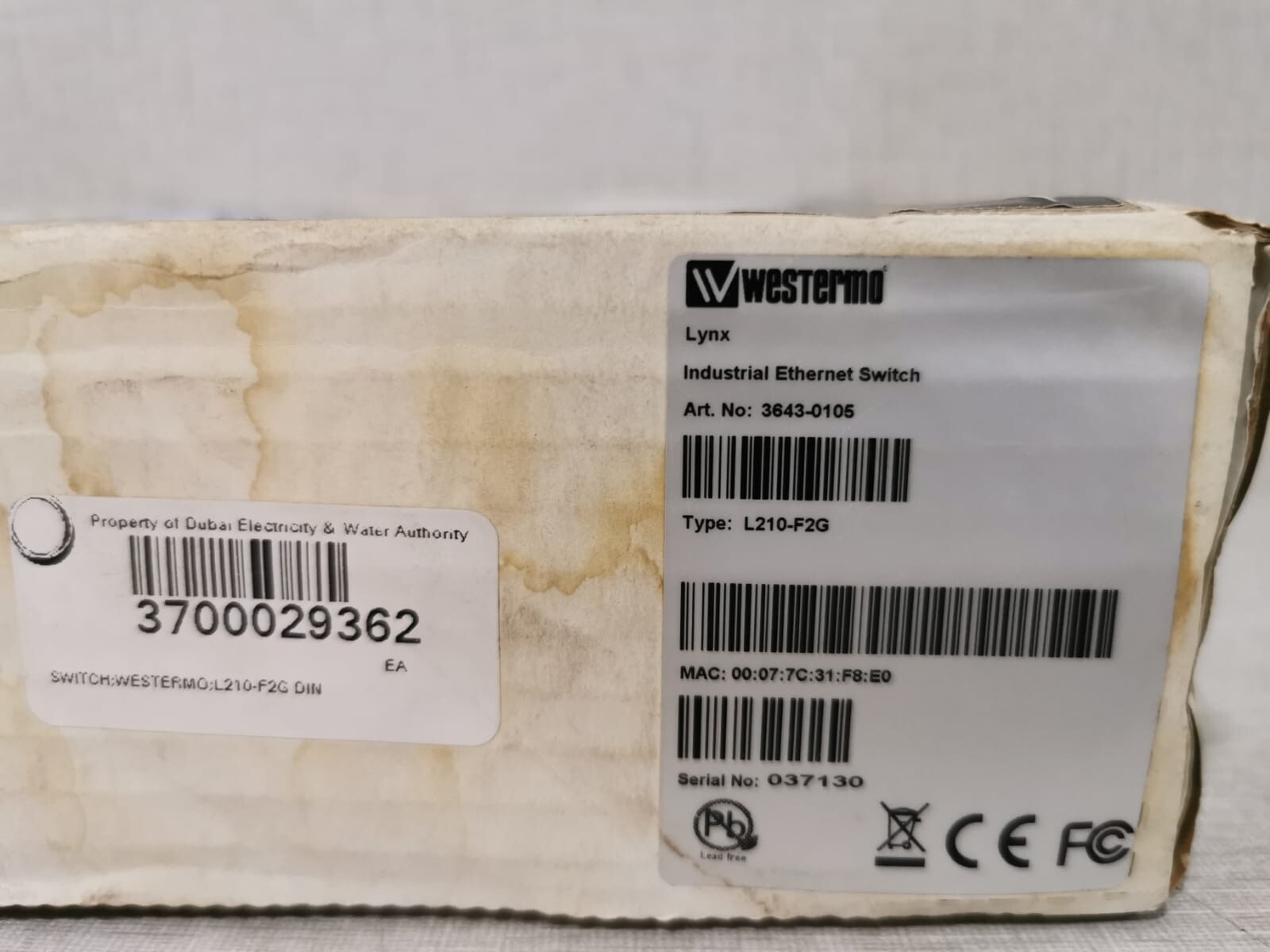 WESTERMO 3643-0105 WESTERMO L210-F2G ETHERNET SWITCH 3643-0105 L210F2G 3